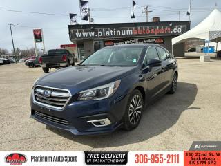 <b>Sunroof,  Blind Spot Detection,  Eyesight,  Rear View Camera,  Remote Keyless Entry!</b><br> <br>    Did you know that the 2018 Legacy is the roomiest sedan in the midsize segment? This  2018 Subaru Legacy is for sale today. <br> <br>The clean, bold lines of the resculpted 2018 Subaru Legacy give a sense of momentum even at rest. The Legacys cabin has also been updated for 2018, sporting a hint of chrome and a new steering wheel design. The 2018 Legacy delivers on all the qualities for which Subaru has become famous: rock-solid reliability, superior dependability and excellent value for the money. This family sedan is also designed to be more engaging, more comfortable and more confidence-inspiring than any of its rivals. This  sedan has 124,040 kms. Its  blue in colour  . It has a cvt transmission and is powered by a  175HP 2.5L 4 Cylinder Engine.  <br> <br> Our Legacys trim level is 2.5i Touring CVT w/Eyesight. This Legacy comes with a 8 inch infotainment system with built in touchscreen, smartphone integration and STARLINK apps and services. Youll also receive Subaru Eyesight, a rear view camera and heated front seats for added convenience, a power sunroof, aluminum wheels, blind spot detection, Apple CarPlay and Android Auto, SiriusXM, cruise control and power windows plus much more. This vehicle has been upgraded with the following features: Sunroof,  Blind Spot Detection,  Eyesight,  Rear View Camera,  Remote Keyless Entry,  Heated Seats,  Siriusxm. <br> <br>To apply right now for financing use this link : <a href=https://www.platinumautosport.com/credit-application/ target=_blank>https://www.platinumautosport.com/credit-application/</a><br><br> <br/><br> Buy this vehicle now for the lowest bi-weekly payment of <b>$127.89</b> with $0 down for 84 months @ 5.99% APR O.A.C. ( Plus applicable taxes -  Plus applicable fees   ).  See dealer for details. <br> <br><br> We know that you have high expectations, and as car dealers, we enjoy the challenge of meeting and exceeding those standards each and every time. Allow us to demonstrate our commitment to excellence! </br>

<br> As your one stop shop for quality pre owned vehicles and hassle free auto financing in Saskatoon, we provide the following offers & incentives for our valued clients in Saskatchewan, Alberta & Manitoba. </br> o~o