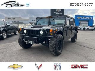 <b>RARE, ORIGINAL HUMMER H1 IN EXCELLENT CONDITION<br>VEHICLE WAS CERTIFIED AT A HUMMER SPEACIALTY SHOP - CALL FOR DETAILS<br><br> <br></b><br>  Our sales staff will help you find that used vehicle you have been looking for - come see us today!<br> <br>New Arrival! This  1997 Hummer H1 is fresh on our lot in Bolton. <br><br> <br>To apply right now for financing use this link : <a href=http://www.boltongm.ca/?https://CreditOnline.dealertrack.ca/Web/Default.aspx?Token=44d8010f-7908-4762-ad47-0d0b7de44fa8&Lang=en target=_blank>http://www.boltongm.ca/?https://CreditOnline.dealertrack.ca/Web/Default.aspx?Token=44d8010f-7908-4762-ad47-0d0b7de44fa8&Lang=en</a><br><br> <br/><br>Call 1-877-626-5866 NOW before this vehicle is sold!!! 
*No Hassles, No Haggles, No Admin Fees,* *JUST OUR BEST PRICE, FIRST*!!!
*** GOOD CREDIT, BAD CREDIT, NO CREDIT, LET OUR FINANCE MANAGERS SHOW YOU THE DIFFERENCE THAT BUYING FROM BOLTON GM WILL MAKE, WE SPECIALIZE IN REBUILDING YOUR CREDIT!!!!*** 
Bolton GM is Only 15 minutes from Hwy 9, 400, 427 and 410
See our complete inventory at www.boltongm.ca
 o~o
