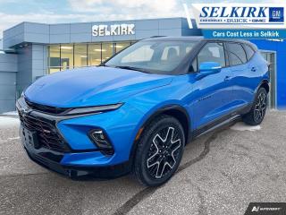 <b>Sunroof,  Premium Audio,  Wireless Charging,  Navigation,  Leather Seats!</b><br> <br> <br> <br>  Sophisticated and extremely capable, this 2024 Chevrolet Blazer checks all the boxes for the perfect utilitarian aimed family crossover. <br> <br>Sculpted and stylish with a roomy, driver-centric interior, this Chevrolet Blazer is engineered with form and function in mind. With loads of features and tech, it is a potent and highly capable crossover SUV that is big on practicality, passenger comfort and premium driving experiences. With a driver-focused interior, this Chevy Blazer invites you to take the wheel. Controls, switches and features are easily within reach and right where you expect them to be.<br> <br> This riptide blue metallic SUV  has a 9 speed automatic transmission and is powered by a  308HP 3.6L V6 Cylinder Engine.<br> <br> Our Blazers trim level is RS. Upgrading to this ultra sporty Blazer RS is a great choice as it comes with a long list of features. Youll get unique black aluminum wheels, a black mesh grille with hexagonal design, HID headlamps, an 8-inch touch screen display paired with navigation, Apple CarPlay and Android Auto, SiriusXM and OnStar. Additional features include leather seats and power front seats, Chevrolet 4G LTE capability, a leather wrapped steering wheel, rear park assist and remote engine start, lane keep assist with lane departure warning, dual zone climate control, an HD rear view camera, forward collision alert and so much more. This vehicle has been upgraded with the following features: Sunroof,  Premium Audio,  Wireless Charging,  Navigation,  Leather Seats,  Tow Package,  Heated Seats. <br><br> <br>To apply right now for financing use this link : <a href=https://www.selkirkchevrolet.com/pre-qualify-for-financing/ target=_blank>https://www.selkirkchevrolet.com/pre-qualify-for-financing/</a><br><br> <br/> Weve discounted this vehicle $587.    Incentives expire 2024-04-30.  See dealer for details. <br> <br>Selkirk Chevrolet Buick GMC Ltd carries an impressive selection of new and pre-owned cars, crossovers and SUVs. No matter what vehicle you might have in mind, weve got the perfect fit for you. If youre looking to lease your next vehicle or finance it, we have competitive specials for you. We also have an extensive collection of quality pre-owned and certified vehicles at affordable prices. Winnipeg GMC, Chevrolet and Buick shoppers can visit us in Selkirk for all their automotive needs today! We are located at 1010 MANITOBA AVE SELKIRK, MB R1A 3T7 or via phone at 204-482-1010.<br> Come by and check out our fleet of 80+ used cars and trucks and 210+ new cars and trucks for sale in Selkirk.  o~o