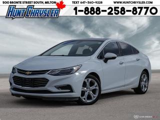 OHHHHH MAMI!!! WHAT A DEAL!!!!!!! 2018 CHEVROLET CRUZE PREMIER!!!! Equipped with a 1.4L Turbo Engine, Automatic Transmission, Premium Seating for Five, 17in Alloys, 7in Touchscreen, 9 Speaker Bose Audio System, Blind Spot Detection, Lane Departure Warning, Prox Entry, Heated Seats, Heated Steering, Remote Start, Auto Highbeams, Bluetooth, Push Button Start, Rear Camera, Sirius Radio and so much more!! Are you on the Hunt for the perfect car in Ontario? Look no further than our car dealership! Our NON-COMMISSION sales team members are dedicated to providing you with the best service in town. Whether youre looking for a sleek pickup truck or a spacious family vehicle, our team has got you covered. Visit us today and take a test drive - we promise you wont be disappointed! Call 905-876-2580 or Email us at sales@huntchrysler.com