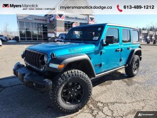 <b>Wi-Fi Hotspot,  Tow Equipment,  Fog Lamps,  Cruise Control,  Rear Camera!</b><br> <br> <br> <br>Call 613-489-1212 to speak to our friendly sales staff today, or come by the dealership!<br> <br>  This Jeep Wrangler is the culmination of tireless innovation and extensive testing to build the ultimate off-road SUV! <br> <br>No matter where your next adventure takes you, this Jeep Wrangler is ready for the challenge. With advanced traction and handling capability, sophisticated safety features and ample ground clearance, the Wrangler is designed to climb up and crawl over the toughest terrain. Inside the cabin of this Wrangler offers supportive seats and comes loaded with the technology you expect while staying loyal to the style and design youve come to know and love.<br> <br> This bikini pearl SUV  has an automatic transmission and is powered by a  270HP 2.0L 4 Cylinder Engine.<br> <br> Our Wranglers trim level is Willys. This off-road icon in the Willys trim features off-road wheels with beefier suspension, comes standard with tow equipment that includes trailer sway control, front and rear tow hooks, front fog lamps, and a manual convertible top with fixed rollover protection. Occupants are treated front and rear illuminated cupholders, air conditioning, full carpet floors with all-weather mats, an 8-speaker audio system, and a 12.3-inch infotainment screen powered by Uconnect 5W, with smartphone integration and mobile hotspot internet access. Additional features include cruise control, a rearview camera, and even more. This vehicle has been upgraded with the following features: Wi-fi Hotspot,  Tow Equipment,  Fog Lamps,  Cruise Control,  Rear Camera. <br><br> View the original window sticker for this vehicle with this url <b><a href=http://www.chrysler.com/hostd/windowsticker/getWindowStickerPdf.do?vin=1C4PJXDN2RW219725 target=_blank>http://www.chrysler.com/hostd/windowsticker/getWindowStickerPdf.do?vin=1C4PJXDN2RW219725</a></b>.<br> <br>To apply right now for financing use this link : <a href=https://CreditOnline.dealertrack.ca/Web/Default.aspx?Token=3206df1a-492e-4453-9f18-918b5245c510&Lang=en target=_blank>https://CreditOnline.dealertrack.ca/Web/Default.aspx?Token=3206df1a-492e-4453-9f18-918b5245c510&Lang=en</a><br><br> <br/>    5.99% financing for 96 months. <br> Buy this vehicle now for the lowest weekly payment of <b>$213.74</b> with $0 down for 96 months @ 5.99% APR O.A.C. ( Plus applicable taxes -  $1199  fees included in price    ).  Incentives expire 2024-04-30.  See dealer for details. <br> <br>If youre looking for a Dodge, Ram, Jeep, and Chrysler dealership in Ottawa that always goes above and beyond for you, visit Myers Manotick Dodge today! Were more than just great cars. We provide the kind of world-class Dodge service experience near Kanata that will make you a Myers customer for life. And with fabulous perks like extended service hours, our 30-day tire price guarantee, the Myers No Charge Engine/Transmission for Life program, and complimentary shuttle service, its no wonder were a top choice for drivers everywhere. Get more with Myers!<br> Come by and check out our fleet of 40+ used cars and trucks and 100+ new cars and trucks for sale in Manotick.  o~o