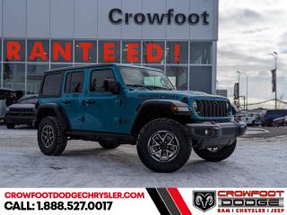 <b>Heavy Duty Suspension,  Climate Control,  Wi-Fi Hotspot,  Tow Equipment,  Fog Lamps!</b><br> <br> <br> <br>  With decades of experience, and all the modern technology they could need, this Jeep Wrangler is ready to rock your world. <br> <br>No matter where your next adventure takes you, this Jeep Wrangler is ready for the challenge. With advanced traction and handling capability, sophisticated safety features and ample ground clearance, the Wrangler is designed to climb up and crawl over the toughest terrain. Inside the cabin of this Wrangler offers supportive seats and comes loaded with the technology you expect while staying loyal to the style and design youve come to know and love.<br> <br> This bikini prl SUV  has an automatic transmission and is powered by a  285HP 3.6L V6 Cylinder Engine.<br> <br> Our Wranglers trim level is Rubicon. Stepping up to this Wrangler Rubicon rewards you with incredible off-roading capability, thanks to heavy duty suspension, class II towing equipment that includes a hitch and trailer sway control, front active and rear anti-roll bars, upfitter switches, locking front and rear differentials, and skid plates for undercarriage protection. Interior features include an 8-speaker Alpine audio system, voice-activated dual zone climate control, front and rear cupholders, and a 12.3-inch infotainment system with smartphone integration and mobile internet hotspot access. Additional features include cruise control, a leatherette-wrapped steering wheel, proximity keyless entry, and even more. This vehicle has been upgraded with the following features: Heavy Duty Suspension,  Climate Control,  Wi-fi Hotspot,  Tow Equipment,  Fog Lamps,  Cruise Control,  Rear Camera. <br><br> <br>To apply right now for financing use this link : <a href=https://www.crowfootdodgechrysler.com/tools/autoverify/finance.htm target=_blank>https://www.crowfootdodgechrysler.com/tools/autoverify/finance.htm</a><br><br> <br/>   <br> Buy this vehicle now for the lowest bi-weekly payment of <b>$467.49</b> with $0 down for 96 months @ 5.99% APR O.A.C. ( Plus GST  documentation fee    / Total Obligation of $97237  ).  Incentives expire 2024-02-29.  See dealer for details. <br> <br>We pride ourselves in consistently exceeding our customers expectations. Please dont hesitate to give us a call.<br> Come by and check out our fleet of 80+ used cars and trucks and 180+ new cars and trucks for sale in Calgary.  o~o