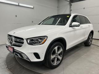 Loaded GLC 300 all-wheel drive w/ Premium Plus package incl. panoramic sunroof, heated leather seats & steering, 360 camera w/ front & rear park sensors, blind spot monitor, active brake assist, traffic sign recognition, navigation, massive 10.25-inch touchscreen w/ Apple CarPlay/Android Auto, 19-inch alloys, ambient lighting, dual-zone climate control, paddle shifters, power seats & steering column w/ memory, power liftgate, belt adjustment, auto headlights, auto dimming rearview mirror, dynamic drive mode select, keyless entry w/ push start, full power group incl. power folding mirrors, garage door opener and Bluetooth!
