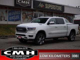 <b>ONLY 9,000 KMS !! NAVIGATION, REAR CAMERA, PARKING SENSORS, WIRELESS PHONE CHARGER, APPLE CARPLAY, ANDROID AUTO, LEATHER, COOLED SEATS, HEATED SEATS, HEATED STEERING WHEEL, DUAL CLIMATE CONTROL, REMOTE START, ADJUSTABLE RIDE HEIGHT, 22-IN ALLOY WHEELS<br></b><br>      This  2022 Ram 1500 is for sale today. <br> <br>The 2022 Ram 1500 does more than dominate the North American truck scene, it redefines. The Ram 1500 delivers power and performance everywhere you need it, with a tech-forward cabin that is all about comfort and convenience. Loaded with best-in-class features, its easy to see why the Ram 1500 is so popular. With the most towing and hauling capability in a Ram 1500, as well as improved efficiency and exceptional capability, this truck has the grit to take on any task. This low mileage  Crew Cab 4X4 pickup  has just 8,268 kms. Its  white in colour  . It has an automatic transmission and is powered by a  395HP 5.7L 8 Cylinder Engine. <br> <br> Our 1500s trim level is Limited. Upgrading to this ultra premium Ram 1500 Limited is an excellent choice as it comes fully loaded with active-level air suspension, full-leather heated and cooled seats, power running boards, exclusive aluminum wheels, chrome exterior accents, premium LED headlights, a leather heated steering wheel, and a huge 12 inch Uconnect touchscreen that is bundled with navigation, Apple CarPlay, Android Auto, SiriusXM, and 4G LTE. Additional upscale features include a premium Alpine stereo, power adjustable pedals and front seats, ParkSense sensors, proximity keyless entry, forward collision warning with active braking, a spray-in bed liner, power folding heated mirrors, and a rear step bumper to easily access your pickups cargo area!<br> To view the original window sticker for this vehicle view this <a href=http://www.chrysler.com/hostd/windowsticker/getWindowStickerPdf.do?vin=1C6SRFHT1NN365062 target=_blank>http://www.chrysler.com/hostd/windowsticker/getWindowStickerPdf.do?vin=1C6SRFHT1NN365062</a>. <br/><br> <br>To apply right now for financing use this link : <a href=https://www.cmhniagara.com/financing/ target=_blank>https://www.cmhniagara.com/financing/</a><br><br> <br/><br>Trade-ins are welcome! Financing available OAC ! Price INCLUDES a valid safety certificate! Price INCLUDES a 60-day limited warranty on all vehicles except classic or vintage cars. CMH is a Full Disclosure dealer with no hidden fees. We are a family-owned and operated business for over 30 years! o~o