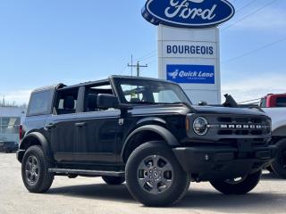 <b>Heated Seats, Ford Co-Pilot360, Navigation, Remote Engine Start, 17 Aluminum Wheels!</b><br> <br> <br> <br>  Turn heads with this stylish yet remarkably capable 2024 Ford Bronco. <br> <br>With a nostalgia-inducing design along with remarkable on-road driving manners with supreme off-road capability, this 2024 Ford Bronco is indeed a jack of all trades and masters every one of them. Durable build materials and functional engineering coupled with modern day infotainment and driver assistive features ensure that this iconic vehicle takes on whatever you can throw at it. Want an SUV that can genuinely do it all and look good while at it? Look no further than this 2024 Ford Bronco!<br> <br> This shadow black SUV  has a 10 speed automatic transmission and is powered by a  275HP 2.3L 4 Cylinder Engine.<br> <br> Our Broncos trim level is Big Bend. This Bronco Big Bend comes with unique aluminum wheels with a full-size spare, front fog lamps and a leather-wrapped steering wheel, in addition to fantastic standard features such as off-roading suspension, a comprehensive terrain management system with switchable drive modes, a manual targa composite 1st row sunroof, a manual convertible hard top with fixed rollover protection, a flip-up rear window, LED headlights with automatic high beams, and proximity keyless entry with push button start. Connectivity is handled by an 8-inch LCD screen powered by SYNC 4 with wireless Apple CarPlay and Android Auto, with SiriusXM satellite radio. Additional features include towing equipment including trailer sway control, pre-collision assist with pedestrian detection, forward collision mitigation, a rearview camera, and even more. This vehicle has been upgraded with the following features: Heated Seats, Ford Co-pilot360, Navigation, Remote Engine Start, 17 Aluminum Wheels, Dual-zone Electronic Climate Control. <br><br> View the original window sticker for this vehicle with this url <b><a href=http://www.windowsticker.forddirect.com/windowsticker.pdf?vin=1FMDE7BH2RLA10549 target=_blank>http://www.windowsticker.forddirect.com/windowsticker.pdf?vin=1FMDE7BH2RLA10549</a></b>.<br> <br>To apply right now for financing use this link : <a href=https://www.bourgeoismotors.com/credit-application/ target=_blank>https://www.bourgeoismotors.com/credit-application/</a><br><br> <br/> 7.99% financing for 84 months.  Incentives expire 2024-05-23.  See dealer for details. <br> <br>Discount on vehicle represents the Cash Purchase discount applicable and is inclusive of all non-stackable and stackable cash purchase discounts from Ford of Canada and Bourgeois Motors Ford and is offered in lieu of sub-vented lease or finance rates. To get details on current discounts applicable to this and other vehicles in our inventory for Lease and Finance customer, see a member of our team. </br></br>Discover a pressure-free buying experience at Bourgeois Motors Ford in Midland, Ontario, where integrity and family values drive our 78-year legacy. As a trusted, family-owned and operated dealership, we prioritize your comfort and satisfaction above all else. Our no pressure showroom is lead by a team who is passionate about understanding your needs and preferences. Located on the shores of Georgian Bay, our dealership offers more than just vehiclesits an experience rooted in community, trust and transparency. Trust us to provide personalized service, a diverse range of quality new Ford vehicles, and a seamless journey to finding your perfect car. Join our family at Bourgeois Motors Ford and let us redefine the way you shop for your next vehicle.<br> Come by and check out our fleet of 80+ used cars and trucks and 190+ new cars and trucks for sale in Midland.  o~o