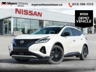 <b>Leather Seats,  Moonroof,  Navigation,  Memory Seats,  Power Liftgate!</b><br> <br> <br> <br>  With amazing tech and interior design, you can do more than carry passengers, you can host them in a comfy cabin. <br> <br>This 2024 Nissan Murano offers confident power, efficient usage of fuel and space, and an exciting exterior sure to turn heads. This uber popular crossover does more than settle for good enough. This Murano offers an airy interior that was designed to make every seating position one to enjoy. For a crossover that is more than just good looks and decent power, check out this well designed 2024 Murano. <br> <br> This pearl white tri SUV  has an automatic transmission and is powered by a  260HP 3.5L V6 Cylinder Engine.<br> <br> Our Muranos trim level is Midnight Edition. This Midnight Edition is as dark as its name with a blacked-out exterior emphasized with illuminated kick plates. Additional features include a dual panel panoramic moonroof, heated leather seats, motion activated power liftgate, remote start with intelligent climate control, memory settings, ambient interior lighting, and a heated steering wheel for added comfort along with intelligent cruise with distance pacing, intelligent Around View camera, and traffic sign recognition for even more confidence. Navigation and Bose Premium Audio are added to the NissanConnect touchscreen infotainment system featuring Android Auto, Apple CarPlay, and a ton more connectivity features. Forward collision warning, emergency braking with pedestrian detection, high beam assist, blind spot detection, and rear parking sensors help inspire confidence on the drive. This vehicle has been upgraded with the following features: Leather Seats,  Moonroof,  Navigation,  Memory Seats,  Power Liftgate,  Remote Start,  Heated Steering Wheel.  This is a demonstrator vehicle driven by a member of our staff and has just 4000 kms.<br><br> <br>To apply right now for financing use this link : <a href=https://www.myersottawanissan.ca/finance target=_blank>https://www.myersottawanissan.ca/finance</a><br><br> <br/>    4.99% financing for 84 months. <br> Payments from <b>$728.37</b> monthly with $0 down for 84 months @ 4.99% APR O.A.C. ( Plus applicable taxes -  $621 Administration fee included. Licensing not included.    ).  Incentives expire 2024-05-31.  See dealer for details. <br> <br> <br>LEASING:<br><br>Estimated Lease Payment: $656/m <br>Payment based on 4.99% lease financing for 60 months with $0 down payment on approved credit. Total obligation $39,366. Mileage allowance of 20,000 KM/year. Offer expires 2024-05-31.<br><br><br><br> Come by and check out our fleet of 30+ used cars and trucks and 110+ new cars and trucks for sale in Ottawa.  o~o