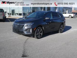 <b>Low Mileage, Low Mileage, Power Liftgate, Remote Start, Following Distance Indicator!</b><br> <br>  On Sale! Save $2000 on this one, weve marked it down from $35888.    This  2022 Chevrolet Equinox is for sale today in Kanata. <br> <br>When Chevrolet designed the Equinox, they got every detail just right. Its the perfect size - roomy without being too big. This compact SUV pairs eye-catching style with a spacious and versatile cabin thats been thoughtfully designed to put you at the centre of attention. This mid size crossover also comes packed with desirable technology and safety features. This Equinox is more than just a pretty face. Inside, the cabin offers smart features designed to put you at the center of everything. For a mid sized SUV, its hard to beat this Chevrolet Equinox. This low mileage  SUV has just 10,400 kms. Its  gray in colour  . It has an automatic transmission and is powered by a  170HP 1.5L 4 Cylinder Engine. <br> <br> Our Equinoxs trim level is Premier. Stepping up to this top of the line Equinox Premier is a wise choice as it comes loaded with luxurious leather seats, a power liftgate, larger aluminum wheels, LED headlights, a larger 8 inch touchscreen display with wireless Apple CarPlay and Android Auto and wireless device charging and an 8-way power driver seat with memory settings! It also includes a remote engine start, 4G WiFi capability, lane keep assist and lane departure warning, forward collision alert, forward automatic emergency braking and pedestrian detection, Teen Driver technology, Bluetooth streaming audio, dual-zone climate control and a split folding rear seat to make loading and unloading large objects a breeze. The Premier adds increased safety features as well, such as blind spot detection, rear cross traffic alert and rear park assist plus much more.  This vehicle has been upgraded with the following features: Low Mileage, Power Liftgate, Remote Start, Following Distance Indicator. <br> <br>To apply right now for financing use this link : <a href=https://www.myerskanatagm.ca/finance/ target=_blank>https://www.myerskanatagm.ca/finance/</a><br><br> <br/><br>Price is plus HST and licence only.<br> Book a test drive today at myerskanatagm.ca<br>*LIFETIME ENGINE TRANSMISSION WARRANTY NOT AVAILABLE ON VEHICLES WITH KMS EXCEEDING 140,000KM, VEHICLES 8 YEARS & OLDER, OR HIGHLINE BRAND VEHICLE(eg. BMW, INFINITI. CADILLAC, LEXUS...)<br> Come by and check out our fleet of 40+ used cars and trucks and 160+ new cars and trucks for sale in Kanata.  o~o