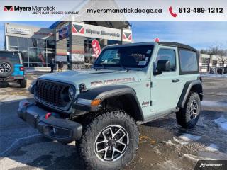 <b>Heavy Duty Suspension,  Climate Control,  Wi-Fi Hotspot,  Tow Equipment,  Fog Lamps!</b><br> <br> <br> <br>Call 613-489-1212 to speak to our friendly sales staff today, or come by the dealership!<br> <br>  With decades of experience, and all the modern technology they could need, this Jeep Wrangler is ready to rock your world. <br> <br>No matter where your next adventure takes you, this Jeep Wrangler is ready for the challenge. With advanced traction and handling capability, sophisticated safety features and ample ground clearance, the Wrangler is designed to climb up and crawl over the toughest terrain. Inside the cabin of this Wrangler offers supportive seats and comes loaded with the technology you expect while staying loyal to the style and design youve come to know and love.<br> <br> This earl SUV  has an automatic transmission and is powered by a  285HP 3.6L V6 Cylinder Engine.<br> <br> Our Wranglers trim level is Rubicon. Stepping up to this Wrangler Rubicon rewards you with incredible off-roading capability, thanks to heavy duty suspension, class II towing equipment that includes a hitch and trailer sway control, front active and rear anti-roll bars, upfitter switches, locking front and rear differentials, and skid plates for undercarriage protection. Interior features include an 8-speaker Alpine audio system, voice-activated dual zone climate control, front and rear cupholders, and a 12.3-inch infotainment system with smartphone integration and mobile internet hotspot access. Additional features include cruise control, a leatherette-wrapped steering wheel, proximity keyless entry, and even more. This vehicle has been upgraded with the following features: Heavy Duty Suspension,  Climate Control,  Wi-fi Hotspot,  Tow Equipment,  Fog Lamps,  Cruise Control,  Rear Camera. <br><br> View the original window sticker for this vehicle with this url <b><a href=http://www.chrysler.com/hostd/windowsticker/getWindowStickerPdf.do?vin=1C4PJXCG1RW156488 target=_blank>http://www.chrysler.com/hostd/windowsticker/getWindowStickerPdf.do?vin=1C4PJXCG1RW156488</a></b>.<br> <br>To apply right now for financing use this link : <a href=https://CreditOnline.dealertrack.ca/Web/Default.aspx?Token=3206df1a-492e-4453-9f18-918b5245c510&Lang=en target=_blank>https://CreditOnline.dealertrack.ca/Web/Default.aspx?Token=3206df1a-492e-4453-9f18-918b5245c510&Lang=en</a><br><br> <br/> Total  cash rebate of $3664 is reflected in the price. Credit includes up to 5% MSRP.  6.49% financing for 96 months. <br> Buy this vehicle now for the lowest weekly payment of <b>$222.05</b> with $0 down for 96 months @ 6.49% APR O.A.C. ( Plus applicable taxes -  $1199  fees included in price    ).  Incentives expire 2024-07-02.  See dealer for details. <br> <br>If youre looking for a Dodge, Ram, Jeep, and Chrysler dealership in Ottawa that always goes above and beyond for you, visit Myers Manotick Dodge today! Were more than just great cars. We provide the kind of world-class Dodge service experience near Kanata that will make you a Myers customer for life. And with fabulous perks like extended service hours, our 30-day tire price guarantee, the Myers No Charge Engine/Transmission for Life program, and complimentary shuttle service, its no wonder were a top choice for drivers everywhere. Get more with Myers!<br> Come by and check out our fleet of 40+ used cars and trucks and 100+ new cars and trucks for sale in Manotick.  o~o