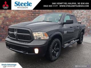 GET THE OUTDOORSMAN AND ENJOY LIFE WITH A TRUCK!2017 Ram 1500 Outdoorsman 4-Wheel Disc Brakes, 6 Speakers, 7 Customizable Cluster Display, A/C w/Dual-Zone Automatic Temperature Control, Accent Fender Flares, Air Conditioning, Body Colour Grille, Cloth Front 40/20/40 Bench Seat, Dual front impact airbags, Dual front side impact airbags, GPS Antenna Input, Heated door mirrors, Illuminated entry, Nav-Ready, See Retailer for Details, Occupant sensing airbag, Outside temperature display, Overhead airbag, Power door mirrors, Tilt steering wheel, Traction control, Trip computer.Granite Crystal Metallic Clearcoat 2017 Ram 1500 Outdoorsman 4WD 8-Speed Automatic Pentastar 3.6L V6 VVTSteele Mitsubishi has the largest and most diverse selection of preowned vehicles in HRM. Buy with confidence, knowing we use fair market pricing guaranteeing the absolute best value in all of our pre owned inventory!Steele Auto Group is one of the most diversified group of automobile dealerships in Canada, with 60 dealerships selling 29 brands and an employee base of well over 2300. Sales are up over last year and our plan going forward is to expand further into Atlantic Canada and the United States furthering our commitment to our Canadian customers as well as welcoming our new customers in the USA.