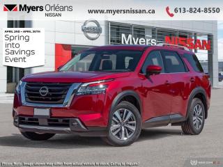 <b>Sunroof,  Navigation,  Leather Seats,  Apple CarPlay,  Android Auto!</b><br> <br> <br> <br>  You can return to your rugged roots in this 2024 Nissan Pathfinder. <br> <br>With all the latest safety features, all the latest innovations for capability, and all the latest connectivity and style features you could want, this 2024 Nissan Pathfinder is ready for every adventure. Whether its the urban cityscape, or the backcountry trail, this 2024Pathfinder was designed to tackle it with grace. If you have an active family, they deserve all the comfort, style, and capability of the 2024 Nissan Pathfinder.<br> <br> This scarlet amber SUV  has an automatic transmission and is powered by a  284HP 3.5L V6 Cylinder Engine.<br> <br> Our Pathfinders trim level is SL. This Pathfinder SL adds heated leather trimmed seats, driver memory settings, and a 120V outlet to this incredible SUV. This family hauler is ready for the city or the trail with modern features such as NissanConnect with navigation, touchscreen, and voice command, Apple CarPlay and Android Auto, paddle shifters, Class III towing equipment with hitch sway control, automatic locking hubs, alloy wheels, automatic LED headlamps, and fog lamps. Keep your family safe and comfortable with a heated leather steering wheel, a dual row sunroof, a proximity key with proximity cargo access, smart device remote start, power liftgate, collision mitigation, lane keep assist, blind spot intervention, front and rear parking sensors, and a 360-degree camera. This vehicle has been upgraded with the following features: Sunroof,  Navigation,  Leather Seats,  Apple Carplay,  Android Auto,  Power Liftgate,  Blind Spot Detection. <br><br> <br/>    6.49% financing for 84 months. <br> Payments from <b>$885.38</b> monthly with $0 down for 84 months @ 6.49% APR O.A.C. ( Plus applicable taxes -  $621 Administration fee included. Licensing not included.    ).  Incentives expire 2024-04-30.  See dealer for details. <br> <br> <br>LEASING:<br><br>Estimated Lease Payment: $825/m <br>Payment based on 4.99% lease financing for 39 months with $0 down payment on approved credit. Total obligation $32,175. Mileage allowance of 20,000 KM/year. Offer expires 2024-04-30.<br><br><br>We are proud to regularly serve our clients and ready to help you find the right car that fits your needs, your wants, and your budget.And, of course, were always happy to answer any of your questions.Proudly supporting Ottawa, Orleans, Vanier, Barrhaven, Kanata, Nepean, Stittsville, Carp, Dunrobin, Kemptville, Westboro, Cumberland, Rockland, Embrun , Casselman , Limoges, Crysler and beyond! Call us at (613) 824-8550 or use the Get More Info button for more information. Please see dealer for details. The vehicle may not be exactly as shown. The selling price includes all fees, licensing & taxes are extra. OMVIC licensed.Find out why Myers Orleans Nissan is Ottawas number one rated Nissan dealership for customer satisfaction! We take pride in offering our clients exceptional bilingual customer service throughout our sales, service and parts departments. Located just off highway 174 at the Jean DÀrc exit, in the Orleans Auto Mall, we have a huge selection of New vehicles and our professional team will help you find the Nissan that fits both your lifestyle and budget. And if we dont have it here, we will find it or you! Visit or call us today.<br> Come by and check out our fleet of 50+ used cars and trucks and 110+ new cars and trucks for sale in Orleans.  o~o