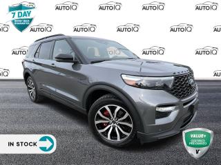 Odometer is 2557 kilometers below market average!<br><br>4WD, 10.1 LCD Capacitive Portrait Touchscreen, 12 Speakers, 2 Additional Speakers, 2nd Row 35/30/35 Bench w/E-Z Entry & Armrest, Black Roof-Rack Side Rails, Cargo Area Management System, Cargo Net, Cargo Well Rubber Mat, Equipment Group 401A High Package, Multicontour Seats w/Active Motion, Performance Front & Rear Brakes, Premium Technology Package, Radio: B&O Sound System by Bang & Olufsen, Red Painted Brake Calipers, Reversible Load Floor, ST Street Pack, SYNC 3 Communications & Entertainment System, Wheels: 21 Aluminum.<br><br>Carbonized Gray Metallic 2021 Ford Explorer ST 4D Sport Utility 3.0L EcoBoost V6 10-Speed Automatic 4WD<br><br><br>Reviews:<br>  * On power, technology, and drivetrain smoothness, the Explorer tends to impress owners. The high-torque engine options and 10-speed automatic work seamlessly together, and the wide array of high-tech features are approachable and easy to use. The high-performing ST model is a pleasing drive with plenty of power and agility, making it a satisfying option, according to sportier drivers. Source: autoTRADER.ca<p> </p>

<h4>VALUE+ CERTIFIED PRE-OWNED VEHICLE</h4>

<p>36-point Provincial Safety Inspection<br />
172-point inspection combined mechanical, aesthetic, functional inspection including a vehicle report card<br />
Warranty: 30 Days or 1500 KMS on mechanical safety-related items and extended plans are available<br />
Complimentary CARFAX Vehicle History Report<br />
2X Provincial safety standard for tire tread depth<br />
2X Provincial safety standard for brake pad thickness<br />
7 Day Money Back Guarantee*<br />
Market Value Report provided<br />
Complimentary 3 months SIRIUS XM satellite radio subscription on equipped vehicles<br />
Complimentary wash and vacuum<br />
Vehicle scanned for open recall notifications from manufacturer</p>

<p>SPECIAL NOTE: This vehicle is reserved for AutoIQs retail customers only. Please, No dealer calls. Errors & omissions excepted.</p>

<p>*As-traded, specialty or high-performance vehicles are excluded from the 7-Day Money Back Guarantee Program (including, but not limited to Ford Shelby, Ford mustang GT, Ford Raptor, Chevrolet Corvette, Camaro 2SS, Camaro ZL1, V-Series Cadillac, Dodge/Jeep SRT, Hyundai N Line, all electric models)</p>

<p>INSGMT</p>