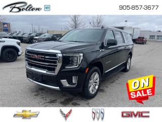 <b>Leather Seats, Luxury Package!</b><br> <br> <br> <br>  This GMC Yukon XL offers convenience and premium comfort with smart, innovative functionality. <br> <br>This GMC Yukon XL is a traditional full-size SUV thats thoroughly modern. With its truck-based body-on-frame platform, its every bit as tough and capable as a full size pickup truck. The handsome exterior and well-appointed interior are what make this SUV a desirable family hauler. This Yukon sits above the competition in tech, features and aesthetics while staying capable and comfortable enough to take the whole family and a camper along for the adventure. <br> <br> This onyx black SUV  has an automatic transmission and is powered by a  355HP 5.3L 8 Cylinder Engine.<br> <br> Our Yukon XLs trim level is SLT. Stepping up to this Yukon XL SLT is a great choice as it comes perfectly paired with style and functionality. It comes loaded with premium features like a cooled leather seats, wireless charging, premium smooth riding suspension, an large 10.2 inch colour touchscreen featuring wireless Apple CarPlay, Android Auto and a Bose premium audio system, unique aluminum wheels, LED headlights and convenient side assist steps. This gorgeous SUV also includes a leather steering wheel, power liftgate, 12-way power front seats with lumbar support, 4G WiFi hotspot, GMC Connected Access, an HD rear view camera, remote engine start, Teen Driver Technology, front pedestrian braking, front and rear parking assist, lane keep assist with lane departure warning, tow/haul mode, trailering equipment, fog lamps and plenty of cargo room! This vehicle has been upgraded with the following features: Leather Seats, Luxury Package. <br><br> <br>To apply right now for financing use this link : <a href=http://www.boltongm.ca/?https://CreditOnline.dealertrack.ca/Web/Default.aspx?Token=44d8010f-7908-4762-ad47-0d0b7de44fa8&Lang=en target=_blank>http://www.boltongm.ca/?https://CreditOnline.dealertrack.ca/Web/Default.aspx?Token=44d8010f-7908-4762-ad47-0d0b7de44fa8&Lang=en</a><br><br> <br/> Weve discounted this vehicle $2148. See dealer for details. <br> <br>At Bolton Motor Products, we offer new Chevrolet, Cadillac, Buick, GMC cars and trucks in Bolton, along with used cars, trucks and SUVs by top manufacturers. Our sales staff will help you find that new or used car you have been searching for in the Bolton, Brampton, Nobleton, Kleinburg, Vaughan, & Maple area. o~o
