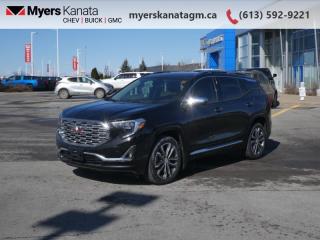 <b>Bose Premium Audio,  Wireless Charging,  Power Liftgate,  Heated Steering Wheel!</b><br> <br>     This  2019 GMC Terrain is for sale today in Kanata. <br> <br>TThe GMC Terrain is a refined and comfortable compact SUV, designed with relentless engineering and modern technology. With its redesign in 2018, the Terrain trades many of its old controversial design cues for new styling elements, like boomerang-shaped headlights and floating-roof styling. The interior has a clean design, with upscale materials like soft-touch surfaces and premium trim. The Terrain also offers plenty of cargo room behind the backseat and 63.3 cubic feet with the backseat folded. Quiet, spacious and comfortable, this Terrain is exactly what youd expect from the Professional Grade SUV! This  SUV has 98,000 kms. Its  black in colour  . It has an automatic transmission and is powered by a  252HP 2.0L 4 Cylinder Engine. <br> <br> Our Terrains trim level is Denali. This premium Terrain comes fully loaded with leather heated and cooled seats with memory settings, a larger colour touchscreen infotainment system featuring navigation, Apple CarPlay, Android Auto, SiriusXM, Bose premium audio, wireless charging plus its also 4G LTE hotspot capable. This Terrain Denali also comes with a power rear liftgate, rear park assist, lane change alert with blind spot detection, exclusive aluminum wheels and exterior accents, a leather-wrapped heated steering wheel, Teen Driver technology, a remote engine starter, an HD rear vision camera, LED signature lighting, power driver and passenger seats and a 60/40 split-folding rear seat to make hauling larger items a breeze. This vehicle has been upgraded with the following features: Bose Premium Audio,  Wireless Charging,  Power Liftgate,  Heated Steering Wheel. <br> <br>To apply right now for financing use this link : <a href=https://www.myerskanatagm.ca/finance/ target=_blank>https://www.myerskanatagm.ca/finance/</a><br><br> <br/><br>Price is plus HST and licence only.<br>Book a test drive today at myerskanatagm.ca<br>*LIFETIME ENGINE TRANSMISSION WARRANTY NOT AVAILABLE ON VEHICLES WITH KMS EXCEEDING 140,000KM, VEHICLES 8 YEARS & OLDER, OR HIGHLINE BRAND VEHICLE(eg. BMW, INFINITI. CADILLAC, LEXUS...)<br> Come by and check out our fleet of 30+ used cars and trucks and 130+ new cars and trucks for sale in Kanata.  o~o