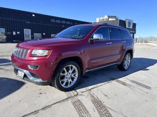 This 2014 Jeep Grand Cherokee Summit is a powerful SUV with a 3.0L Diesel Turbo V6 engine that delivers 241 horsepower and 406ft. lbs. of torque. It comes in a beautiful Deep Cherry Red Crystal Pearl Coat exterior and a Brown interior. The factory default features include a panoramic sunroof, adaptive cruise control, forward collision warning, blind-spot monitoring, rear cross-path detection, a rearview camera, and a power liftgate. It also has an 8.4-inch touchscreen infotainment system with navigation, Bluetooth connectivity, and a 19-speaker Harman Kardon sound system. This vehicle gets 21 MPG in the city and 28 on the highway. Its in excellent overall condition, making it a great choice for anyone looking for a reliable and luxurious SUV.