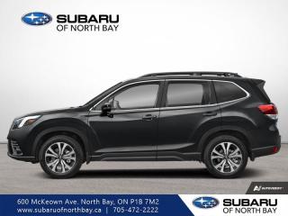 <b>Leather Seats,  Premium Audio,  Sunroof,  Power Liftgate,  Heated Steering Wheel!</b><br> <br>   Giving you total driving confidence with its fun-to-drive nature, responsive handling, and outstanding ride comfort this amazing Subaru Forest is ready to anything you put in front of it. <br> <br>The Subaru Forester brings more convenience and versatility to your daily life with durable and quality materials, a driver focused cockpit and incredible off-road capability. With a well-engineered suspension that securely hugs the road and an impressive suite of driver assistance packages, the safety of you and your family is second to none.<br> <br> This magnetite grey metallic SUV  has a cvt transmission and is powered by a  182HP 2.5L 4 Cylinder Engine.<br> <br> Our Foresters trim level is Limited. Step up to this Limited trim and be rewarded with plush leather upholstery and a 9-speaker premium audio harman/kardon audio system, along with two-toned 5-spoke aluminum wheels, switchable drive modes, an express open/close dual-panel glass sunroof, a power liftgate for rear cargo access, dual-zone climate control, and proximity keyless entry with push button start. The upgrades continue, with power adjustable heated front seats with lumbar support, a heated leather steering wheel, adaptive cruise control, towing equipment with trailer sway control, roof rack rails, LED headlights with automatic high beams, and 60-40 folding split-bench rear seats for extra cargo versatility. Stay connected on the road via a larger 8-inch touchscreen infotainment system with Apple CarPlay, Android Auto, integrated steering wheel audio controls, and SiriusXM satellite radio, as well as Subaru STARLINK services. Safety features include Subaru EyeSight with Pre-Collision Braking, Lane Keep Assist and Lane Departure Warning, rear/side vehicle detection, forward and rear collision alert, driver monitoring alert, and a back-up camera with a washer. This vehicle has been upgraded with the following features: Leather Seats,  Premium Audio,  Sunroof,  Power Liftgate,  Heated Steering Wheel,  Climate Control,  Aluminum Wheels. <br><br> <br>To apply right now for financing use this link : <a href=https://www.subaruofnorthbay.ca/tools/autoverify/finance.htm target=_blank>https://www.subaruofnorthbay.ca/tools/autoverify/finance.htm</a><br><br> <br/>  Contact dealer for additional rates and offers.  6.49% financing for 60 months. <br> Buy this vehicle now for the lowest bi-weekly payment of <b>$398.57</b> with $0 down for 60 months @ 6.49% APR O.A.C. ( Plus applicable taxes -  Plus applicable fees   ).  Incentives expire 2024-04-30.  See dealer for details. <br> <br>Subaru of North Bay has been proudly serving customers in North Bay, Sturgeon Falls, New Liskeard, Cobalt, Haileybury, Kirkland Lake and surrounding areas since 1987. Whether you choose to visit in person or shop online, youll find a huge selection of new 2022-2023 Subaru models as well as certified used vehicles of all makes and models. </br>Our extensive lineup of new vehicles includes the Ascent, BRZ, Crosstrek, Forester, Impreza, Legacy, Outback, WRX and WRX STI. If youre already a Subaru owner, our Subaru Certified Technicians can provide the Genuine Subaru parts, accessories and quality service your vehicle deserves. </br>We invite you to book a test drive or service online, give our dealership a call at 705-472-2222, or just stop in for a visit. We look forward to meeting with you and providing you a stellar experience. </br><br> Come by and check out our fleet of 30+ used cars and trucks and 30+ new cars and trucks for sale in North Bay.  o~o
