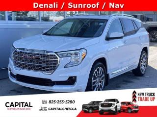 This GMC Terrain boasts a Turbocharged Gas I4 1.5L/-TBD- engine powering this Automatic transmission. ENGINE, 1.5L TURBO DOHC 4-CYLINDER, SIDI, VVT (175 hp [131.3 kW] @ 5800 rpm, 203 lb-ft of torque [275.0 N-m] @ 2000 - 4000 rpm) (STD), Wireless Charging for devices located in front of centre console storage bin, Wireless Apple CarPlay/Wireless Android Auto.* This GMC Terrain Features the Following Options *Windows, power with rear Express-Down, Windows, power with front passenger Express-Down, Window, power with driver Express-Up/Down, Wi-Fi Hotspot capable (Terms and limitations apply. See onstar.ca or dealer for details.), Wheels, 19 x 7.5 (48.3 cm x 19.1 cm) bright machined aluminum with Premium Grey painted accents, Wheel, spare, 16 (40.6 cm) steel, USB data ports, 2, type-A, located within the centre console, USB charging-only ports, 2, located on the rear of the centre console, Universal Home Remote, includes garage door opener, 3-channel programmable, Trim, body-colour lower body.* Visit Us Today *Test drive this must-see, must-drive, must-own beauty today at Capital Chevrolet Buick GMC Inc., 13103 Lake Fraser Drive SE, Calgary, AB T2J 3H5.