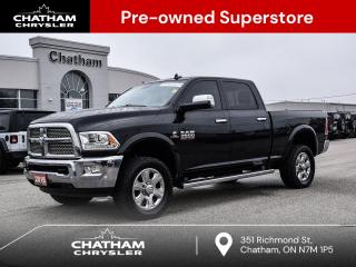 2018 Ram 2500 4D Crew Cab Laramie Brilliant Black Crystal Pearlcoat 4WD 6.7L Cummins I6 Turbodiesel 6-Speed Automatic <br><br><br>Here at Chatham Chrysler, our Financial Services Department is dedicated to offering the service that you deserve. We are experienced with all levels of credit and are looking forward to sitting down with you. Chatham Chrysler Proudly serves customers from London, Ridgetown, Thamesville, Wallaceburg, Chatham, Tilbury, Essex, LaSalle, Amherstburg and Windsor with no distance being ever too far! At Chatham Chrysler, WE CAN DO IT!