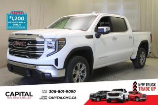 This 2024 GMC Sierra 1500 in Summit White is equipped with 4WD and Gas V8 6.2L/376 engine.The Next Generation Sierra redefines what it means to drive a pickup. The redesigned for 2019 Sierra 1500 boasts all-new proportions with a larger cargo box and cabin. It also shaves weight over the 2018 model through the use of a lighter boxed steel frame and extensive use of aluminum in the hood, tailgate, and doors.To help improve the hitching and towing experience, the available ProGrade Trailering System combines intelligent technologies to offer an in-vehicle Trailering App, a companion to trailering features in the myGMC app and multiple high-definition camera views.GMC has altered the pickup landscape with groundbreaking innovation that includes features such as available Rear Camera Mirror and available Multicolour Heads-Up Display that puts key vehicle information low on the windshield. Innovative safety features such as HD Surround Vision and Lane Change Alert with Side Blind Zone alert will also help you feel confident and in control in the Next Generation Seirra.Key features of the Sierra SLE and SLT include: Available GMC MultiPro Tailgate, Available Premium heated leather-appointed driver and front passenger seating, High -intensity LED headlamps, and Available ProGrade Trailering System.Check out this vehicles pictures, features, options and specs, and let us know if you have any questions. Helping find the perfect vehicle FOR YOU is our only priority.P.S...Sometimes texting is easier. Text (or call) 306-988-7738 for fast answers at your fingertips!Dealer License #914248Disclaimer: All prices are plus taxes & include all cash credits & loyalties. See dealer for Details.