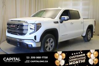 This 2024 GMC Sierra 1500 in Summit White is equipped with 4WD and Gas V8 5.3L/325 engine.The Next Generation Sierra redefines what it means to drive a pickup. The redesigned for 2019 Sierra 1500 boasts all-new proportions with a larger cargo box and cabin. It also shaves weight over the 2018 model through the use of a lighter boxed steel frame and extensive use of aluminum in the hood, tailgate, and doors.To help improve the hitching and towing experience, the available ProGrade Trailering System combines intelligent technologies to offer an in-vehicle Trailering App, a companion to trailering features in the myGMC app and multiple high-definition camera views.GMC has altered the pickup landscape with groundbreaking innovation that includes features such as available Rear Camera Mirror and available Multicolour Heads-Up Display that puts key vehicle information low on the windshield. Innovative safety features such as HD Surround Vision and Lane Change Alert with Side Blind Zone alert will also help you feel confident and in control in the Next Generation Seirra.Key features of the Sierra SLE and SLT include: Available GMC MultiPro Tailgate, Available Premium heated leather-appointed driver and front passenger seating, High -intensity LED headlamps, and Available ProGrade Trailering System.Check out this vehicles pictures, features, options and specs, and let us know if you have any questions. Helping find the perfect vehicle FOR YOU is our only priority.P.S...Sometimes texting is easier. Text (or call) 306-988-7738 for fast answers at your fingertips!Dealer License #914248Disclaimer: All prices are plus taxes & include all cash credits & loyalties. See dealer for Details.