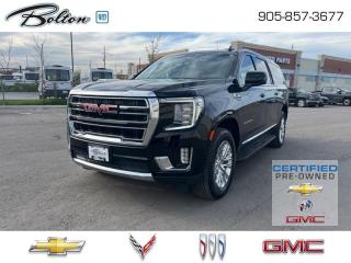<b>CERTIFIED PRE-OWNED - FINANCE AS LOW AS 4.99%<br> SLT PREMIUM PACKAGE - LOADED!<br>*ONE OWNER - CLEAN CARFAX*<br></b><br>  Our sales staff will help you find that used vehicle you have been looking for - come see us today!<br> <br>   This GMC Yukon XL offers convenience and premium comfort with smart, innovative functionality. This  2023 GMC Yukon XL is fresh on our lot in Bolton. <br> <br>This GMC Yukon XL is a traditional full-size SUV thats thoroughly modern. With its truck-based body-on-frame platform, its every bit as tough and capable as a full size pickup truck. The handsome exterior and well-appointed interior are what make this SUV a desirable family hauler. This Yukon sits above the competition in tech, features and aesthetics while staying capable and comfortable enough to take the whole family and a camper along for the adventure. This  SUV has 56,681 kms and is a Certified Pre-Owned vehicle. Its  onyx black in colour  . It has an automatic transmission and is powered by a  355HP 5.3L 8 Cylinder Engine.  And its got a certified used vehicle warranty for added peace of mind. <br> <br> Our Yukon XLs trim level is SLT. Stepping up to this Yukon XL SLT is a great choice as it comes perfectly paired with style and functionality. It comes loaded with premium features like a cooled leather seats, wireless charging, premium smooth riding suspension, an large 10.2 inch colour touchscreen featuring wireless Apple CarPlay, Android Auto and a Bose premium audio system, unique aluminum wheels, LED headlights and convenient side assist steps. This gorgeous SUV also includes a leather steering wheel, power liftgate, 12-way power front seats with lumbar support, 4G WiFi hotspot, GMC Connected Access, an HD rear view camera, remote engine start, Teen Driver Technology, front pedestrian braking, front and rear parking assist, lane keep assist with lane departure warning, tow/haul mode, trailering equipment, fog lamps and plenty of cargo room!<br> <br>To apply right now for financing use this link : <a href=http://www.boltongm.ca/?https://CreditOnline.dealertrack.ca/Web/Default.aspx?Token=44d8010f-7908-4762-ad47-0d0b7de44fa8&Lang=en target=_blank>http://www.boltongm.ca/?https://CreditOnline.dealertrack.ca/Web/Default.aspx?Token=44d8010f-7908-4762-ad47-0d0b7de44fa8&Lang=en</a><br><br> <br/>This vehicle has met our highest standard and has been put through the GM certification process by our GM trained technicians. Our GM Certified used vehicles go thru an extensive 150 + point inspection and are reconditioned back to near new condition. Each vehicle comes with a minimum of a 3 month, 5000 KM warranty or the balance of the factory warranty (whichever is longer) with 24 hour roadside assistance. They also come with satisfaction guaranteed; a 30 day or 2500 km exchange privilege if you are not completely satisfied. And thats standard. If your budget permits, you can extend or upgrade to an even more comprehensive Certified Pre-Owned Vehicle Protection Plan. Youll also appreciate the convenience of being able to transfer any existing warranties to a new owner, should you ever decide to sell your Certified Pre-Owned Vehicle. If you are a student or recently graduated, you may also qualify for an additional $500 discount when a used GM vehicle is purchased.  For more information, please call any of our knowledgeable used vehicle staff at 877-335-7544.<br> <br/><br>Call 1-877-626-5866 NOW before this vehicle is sold!!! 
*No Hassles, No Haggles, No Admin Fees,* *JUST OUR BEST PRICE, FIRST*!!!
*** GOOD CREDIT, BAD CREDIT, NO CREDIT, LET OUR FINANCE MANAGERS SHOW YOU THE DIFFERENCE THAT BUYING FROM BOLTON GM WILL MAKE, WE SPECIALIZE IN REBUILDING YOUR CREDIT!!!!*** 
Bolton GM is Only 15 minutes from Hwy 9, 400, 427 and 410
See our complete inventory at www.boltongm.ca
 o~o