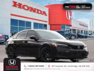<p><strong>HONDA CERTIFIED USED VEHICLE! IN EXCELLENT SHAPE! WONT LAST LONG! </strong>2022 Honda Civic Sport featuring CVT transmission, five passenger seating, remote engine starter, rearview camera with dynamic guidelines, Idle stop, heated leather wrapped steering wheel, Apple CarPlay and Android Auto connectivity, Siri® Eyes Free compatibility, ECON mode, Bluetooth, AM/FM audio system with two USB inputs,steering wheel mounted controls, cruise control, air conditioning, dual climate zones, heated front seats, 12V power outlet, proximity key entry, power mirrors, power locks, power windows, 60/40 split fold-down rear seatback, Anchors and Tethers for Children (LATCH), The Honda Sensing Technologies - Adaptive Cruise Control with Low-Speed Follow, Forward Collision Warning system, Collision Mitigation Braking system, Lane Departure Warning system, Lane Keeping Assist system and Road Departure Mitigation system, remote keyless entry with trunk release, electronic stability control and anti-lock braking system. Contact Cambridge Centre Honda for special discounted finance rates, as low as 8.99%, on approved credit from Honda Financial Services.</p>

<p><span style=color:#ff0000><strong>FREE $25 GAS CARD WITH TEST DRIVE!</strong></span></p>

<p>Our philosophy is simple. We believe that buying and owning a car should be easy, enjoyable and transparent. Welcome to the Cambridge Centre Honda Family! Cambridge Centre Honda proudly serves customers from Cambridge, Kitchener, Waterloo, Brantford, Hamilton, Waterford, Brant, Woodstock, Paris, Branchton, Preston, Hespeler, Galt, Puslinch, Morriston, Roseville, Plattsville, New Hamburg, Baden, Tavistock, Stratford, Wellesley, St. Clements, St. Jacobs, Elmira, Breslau, Guelph, Fergus, Elora, Rockwood, Halton Hills, Georgetown, Milton and all across Ontario!</p>