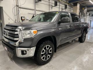 ONLY 78,000 KMS!! CREWMAX TRD OFF ROAD 4x4 W/ 5.7L V8, sunroof, heated seats, backup camera w/ front & rear park sensors, Bilstein off-road suspension, tow package, Bongiovi acoustics audio system, 5-foot 6-inch box w/ bedliner, Bluetooth, air conditioning, cruise control and more! This vehicle just landed and is awaiting a full detail and photo shoot. Contact us and book your road test today!