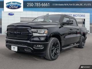 <b>Low Mileage, Navigation,  Heated Seats,  4G Wi-Fi,  Heated Steering Wheel,  Forward Collision Alert!</b><br> <br>  Compare at $70616 - Our Price is just $67900! <br> <br>   Work, play, and adventure are what the 2023 Ram 1500 was designed to do. This  2023 Ram 1500 is for sale today in Fort St John. <br> <br>The Ram 1500s unmatched luxury transcends traditional pickups without compromising its capability. Loaded with best-in-class features, its easy to see why the Ram 1500 is so popular. With the most towing and hauling capability in a Ram 1500, as well as improved efficiency and exceptional capability, this truck has the grit to take on any task.This low mileage  Crew Cab 4X4 pickup  has just 2,370 kms. Its  agate black in colour  . It has a 8 speed automatic transmission and is powered by a  395HP 5.7L 8 Cylinder Engine. <br> <br> Our 1500s trim level is Sport. This RAM 1500 Sport throws in some great comforts such as power-adjustable heated front seats with lumbar support, dual-zone climate control, power-adjustable pedals, deluxe sound insulation, and a heated leather-wrapped steering wheel. Connectivity is handled by an upgraded 12-inch display powered by Uconnect 5W with inbuilt navigation, mobile internet hotspot access, smart device integration, and a 10-speaker audio setup. Additional features include power folding exterior mirrors, a power rear window with defrosting, a trailer wiring harness, heavy-duty suspension, cargo box lighting, and a locking tailgate. This vehicle has been upgraded with the following features: Navigation,  Heated Seats,  4g Wi-fi,  Heated Steering Wheel,  Forward Collision Alert,  Climate Control,  Aluminum Wheels. <br> To view the original window sticker for this vehicle view this <a href=http://www.chrysler.com/hostd/windowsticker/getWindowStickerPdf.do?vin=1C6SRFVTXPN669806 target=_blank>http://www.chrysler.com/hostd/windowsticker/getWindowStickerPdf.do?vin=1C6SRFVTXPN669806</a>. <br/><br> <br>To apply right now for financing use this link : <a href=https://www.fortmotors.ca/apply-for-credit/ target=_blank>https://www.fortmotors.ca/apply-for-credit/</a><br><br> <br/><br><br> Come by and check out our fleet of 40+ used cars and trucks and 80+ new cars and trucks for sale in Fort St John.  o~o