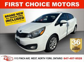 Welcome to First Choice Motors, the largest car dealership in Toronto of pre-owned cars, SUVs, and vans priced between $5000-$15,000. With an impressive inventory of over 300 vehicles in stock, we are dedicated to providing our customers with a vast selection of affordable and reliable options. <br><br>Were thrilled to offer a used 2013 Kia Rio LX, white color with 267,000km (STK#7068) This vehicle was $5990 NOW ON SALE FOR $4990. It is equipped with the following features:<br>- Automatic Transmission<br>- Heated seats<br>- Bluetooth<br>- Power windows<br>- Power locks<br>- Power mirrors<br>- Air Conditioning<br><br>At First Choice Motors, we believe in providing quality vehicles that our customers can depend on. All our vehicles come with a 36-day FULL COVERAGE warranty. We also offer additional warranty options up to 5 years for our customers who want extra peace of mind.<br><br>Furthermore, all our vehicles are sold fully certified with brand new brakes rotors and pads, a fresh oil change, and brand new set of all-season tires installed & balanced. You can be confident that this car is in excellent condition and ready to hit the road.<br><br>At First Choice Motors, we believe that everyone deserves a chance to own a reliable and affordable vehicle. Thats why we offer financing options with low interest rates starting at 7.9% O.A.C. Were proud to approve all customers, including those with bad credit, no credit, students, and even 9 socials. Our finance team is dedicated to finding the best financing option for you and making the car buying process as smooth and stress-free as possible.<br><br>Our dealership is open 7 days a week to provide you with the best customer service possible. We carry the largest selection of used vehicles for sale under $9990 in all of Ontario. We stock over 300 cars, mostly Hyundai, Chevrolet, Mazda, Honda, Volkswagen, Toyota, Ford, Dodge, Kia, Mitsubishi, Acura, Lexus, and more. With our ongoing sale, you can find your dream car at a price you can afford. Come visit us today and experience why we are the best choice for your next used car purchase!<br><br>All prices exclude a $10 OMVIC fee, license plates & registration  and ONTARIO HST (13%)