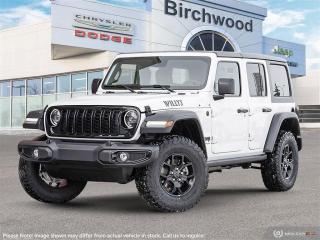 New 2024 Jeep Wrangler Willys Uconnect 5W with 12.3–inch display | 17x7.5–inch painted Black wheels | Apple CarPlay capable for sale in Winnipeg, MB