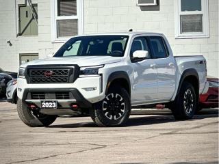 Sunroof, Heated Seats & Steering Wheel, Navigation, 360 Backup Cam, Blind Spot Monitoring, Fender Premium Audio System, and more!

Tuned for the trail, our 2023 Nissan Frontier PRO-4X Crew Cab 4X4 helps you explore your wild side in Glacier White! Powered by a 3.8 Litre V6 serving up 310hp to a 9 Speed Automatic transmission. This Four Wheel Drive truck extends its reach even further with Bilstein performance shocks and an electronic locking rear differential, and it scores approximately 10.7L/100km on the highway. Our Frontiers design turns heads with signature LED lighting, fog lamps, front/underbody skid plates, Lava Red front tow hooks, cargo-bed lighting, a damped tailgate, a power sunroof, and bold alloy wheels under rugged fender moldings.

Our PRO-X cabin is prepared to push your limits with embroidered premium-cloth heated front seats, six-way power for the driver, a leather-wrapped heated steering wheel, dual-zone automatic climate control, a sliding rear window, Lava Red accents, and Intelligent Key with pushbutton ignition. Advanced infotainment awaits with a 9-inch touchscreen, a 7-inch driver display, full-color navigation, WiFi compatibility, wireless Apple CarPlay, Android Auto, Bluetooth, and a Fender Premium audio system.

Nissan helps seal the deal with sophisticated safety from a rearview camera, automatic braking, forward collision warning, pedestrian detection, a driver attention monitor, hill-start assistance, trailer sway control, and more. Our Frontier PRO-4X is ready to get more done at work or play! Save this Page and Call for Availability. We Know You Will Enjoy Your Test Drive Towards Ownership! 

Bustard Chrysler prides ourselves on our expansive used car inventory. We have over 100 pre-owned units in stock of all makes and models, with the largest selection of pre-owned Chrysler, Dodge, Jeep, and RAM products in the tri-cities. Our used inventory is hand-selected and we only sell the best vehicles, for a fair price. We use a market-based pricing system so that you can be confident youre getting the best deal. With over 25 years of financing experience, our team is committed to getting you approved - whether you have good credit, bad credit, or no credit! We strive to be 100% transparent, and we stand behind the products we sell. For your peace of mind, we offer a 3 day/250 km exchange as well as a 30-day limited warranty on all certified used vehicles.