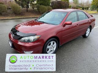 EXCEPTIONALLY CLEAN AND VERY BEAUTIFUL CONDITION CAMRY SE. ALL POWER FEATURES, AUTO TRANS, SPORT PACKG, FINANCING, WARRANTY, INSPECTED WITH BCAA MBSHP!<br /><br />Welcome to the Automarket, your community Financing Dealership of "YES". We arew featuring and very beautiful and well loved Camry SE Sport Package. This car is loaded with all of the Power Features and Automatic Transmission.<br /><br />Having been fully inspected, we know that the Front Tires are brand new, the rear tires are 80% New, the Brakes are 90% New both on the front and the rear. The coolant and the battery was tested and we have changed the oil and completely detailed the vehicle for your safety and enjoyment.<br /><br />This gorgeous Camry is local and has no major claims of any kind.<br /><br />2 LOCATIONS TO SERVE YOU, BE SURE TO CALL FIRST TO CONFIRM WHERE THE VEHICLE IS PARKED<br />WHITE ROCK 604-542-4970 LANGLEY 604-533-1310 OWNER'S CELL 604-649-0565<br /><br />We are a family owned and operated business since 1983 and we are committed to offering outstanding vehicles backed by exceptional customer service, now and in the future.<br />What ever your specific needs may be, we will custom tailor your purchase exactly how you want or need it to be. All you have to do is give us a call and we will happily walk you through all the steps with no stress and no pressure.<br />WE ARE THE HOUSE OF YES?<br />ADDITIONAL BENFITS WHEN BUYING FROM SK AUTOMARKET:<br />ON SITE FINANCING THROUGH OUR 17 AFFILIATED BANKS AND VEHICLE FINANCE COMPANIES<br />IN HOUSE LEASE TO OWN PROGRAM.<br />EVRY VEHICLE HAS UNDERGONE A 120 POINT COMPREHENSIVE INSPECTION<br />EVERY PURCHASE INCLUDES A FREE POWERTRAIN WARRANTY<br />EVERY VEHICLE INCLUDES A COMPLIMENTARY BCAA MEMBERSHIP FOR YOUR SECURITY<br />EVERY VEHICLE INCLUDES A CARFAX AND ICBC DAMAGE REPORT<br />EVERY VEHICLE IS GUARANTEED LIEN FREE<br />DISCOUNTED RATES ON PARTS AND SERVICE FOR YOUR NEW CAR AND ANY OTHER FAMILY CARS THAT NEED WORK NOW AND IN THE FUTURE.<br />36 YEARS IN THE VEHICLE SALES INDUSTRY<br />A+++ MEMBER OF THE BETTER BUSINESS BUREAU<br />RATED TOP DEALER BY CARGURUS 2 YEARS IN A ROW<br />MEMBER IN GOOD STANDING WITH THE VEHICLE SALES AUTHORITY OF BRITISH COLUMBIA<br />MEMBER OF THE AUTOMOTIVE RETAILERS ASSOCIATION<br />COMMITTED CONTRIBUTER TO OUR LOCAL COMMUNITY AND THE RESIDENTS OF BC $495 Documentation fee and applicable taxes are in addition to advertised prices.<br />LANGLEY LOCATION DEALER# 40038<br />S. SURREY LOCATION DEALER #9987<br />