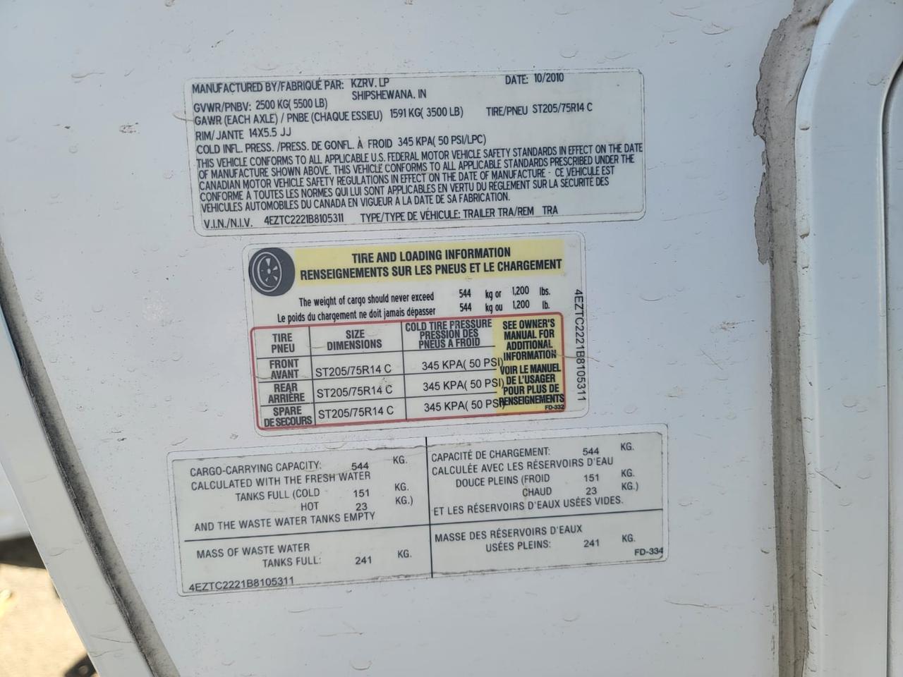 2011 KZ Coyote 20 feet X 7.5 feet, Sleeps 8 persons Photo