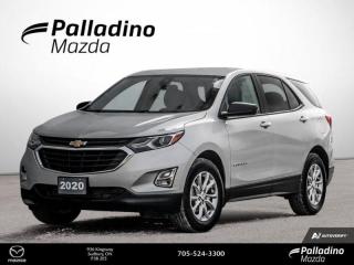 <b>Aluminum Wheels,  Apple CarPlay,  Android Auto,  Remote Start,  Heated Seats!<br> <br></b><br>     Get the versatility of a compact SUV, with its impressive fuel economy in the Chevy Equinox. This  2020 Chevrolet Equinox is fresh on our lot in Sudbury. <br> <br>When Chevrolet designed the Equinox, they got every detail just right. Its the perfect size, roomy without being too big. This compact SUV pairs eye-catching style with a spacious and versatile cabin thats been thoughtfully designed to put you at the centre of attention. This mid size crossover also comes packed with desirable technology and safety features. For a mid sized SUV, its hard to beat this Chevrolet Equinox. This  SUV has 112,983 kms. Its  silver ice metallic in colour  . It has an automatic transmission and is powered by a  1.5L I4 16V GDI DOHC Turbo engine.  <br> <br> Our Equinoxs trim level is LS. This Equinox LS comes loaded with aluminum wheels, a 7 inch touchscreen display with Apple CarPlay and Android Auto, active aero shutters for better fuel economy and power heated side mirrors. It also has a remote engine start, heated front seats, a rear view camera, 4G WiFi capability, steering wheel with audio and cruise controls, Teen Driver technology, lane keep assist and lane departure warning, forward collision alert, forward automatic emergency braking and pedestrian detection. You will also get Bluetooth streaming audio, StabiliTrak electronic stability control and a split folding rear seat to make loading and unloading large objects a breeze! This vehicle has been upgraded with the following features: Aluminum Wheels,  Apple Carplay,  Android Auto,  Remote Start,  Heated Seats,  Rear View Camera,  Streaming Audio. <br> <br>To apply right now for financing use this link : <a href=https://www.palladinomazda.ca/finance/ target=_blank>https://www.palladinomazda.ca/finance/</a><br><br> <br/><br>Palladino Mazda in Sudbury Ontario is your ultimate resource for new Mazda vehicles and used Mazda vehicles. We not only offer our clients a large selection of top quality, affordable Mazda models, but we do so with uncompromising customer service and professionalism. We takes pride in representing one of Canadas premier automotive brands. Mazda models lead the way in terms of affordability, reliability, performance, and fuel efficiency.The advertised price is for financing purchases only. All cash purchases will be subject to an additional surcharge of $2,501.00. This advertised price also does not include taxes and licensing fees.<br> Come by and check out our fleet of 90+ used cars and trucks and 90+ new cars and trucks for sale in Sudbury.  o~o