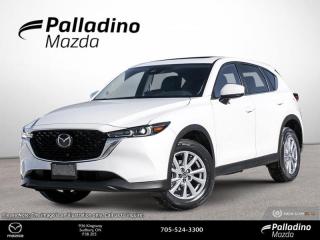<b>Power Liftgate,  Synthetic Leather Seats,  Heated Seats,  Apple CarPlay,  Android Auto!</b><br> <br> <br> <br>  The excellent power delivery, superior handling and a swanky interior help propel this 2024 Mazda CX-5 to new heights among its competitors. <br> <br>This 2024 CX-5 strengthens the connection between vehicle and driver. Mazda designers and engineers carefully consider every element of the vehicles makeup to ensure that the CX-5 outperforms expectations and elevates the experience of driving. Powerful and precise, yet comfortable and connected, the 2024 CX-5 is purposefully designed for drivers, no matter what the conditions might be. <br> <br> This rhodium white metallic SUV  has an automatic transmission and is powered by a  2.5L I4 16V GDI DOHC engine.<br> <br> Our CX-5s trim level is GS. This GS trim really ups the comfort and convenience with features like a power liftgate, heated steering wheel, and synthetic leather upholstery. This CX-5 comes with heated seats for a cozy cabin, alongside Android Auto, Apple CarPlay, and even more infotainment tech for endless engagement. An assistive suite helps you stay safe with lane keep assist, blind spot monitoring, and distance pacing cruise with stop and go. Fog lamps help on those dreary days, while a rearview camera makes sure you always park safely. Do it all in style with chrome trim and aluminum wheels. This vehicle has been upgraded with the following features: Power Liftgate,  Synthetic Leather Seats,  Heated Seats,  Apple Carplay,  Android Auto,  Navigation,  Adaptive Cruise Control. <br><br> <br>To apply right now for financing use this link : <a href=https://www.palladinomazda.ca/finance/ target=_blank>https://www.palladinomazda.ca/finance/</a><br><br> <br/>    Certain customers may qualify for $750 Owner Loyalty Cash. Incentives expire 2024-04-30.  See dealer for details. <br> <br>Palladino Mazda in Sudbury Ontario is your ultimate resource for new Mazda vehicles and used Mazda vehicles. We not only offer our clients a large selection of top quality, affordable Mazda models, but we do so with uncompromising customer service and professionalism. We takes pride in representing one of Canadas premier automotive brands. Mazda models lead the way in terms of affordability, reliability, performance, and fuel efficiency.<br> Come by and check out our fleet of 80+ used cars and trucks and 80+ new cars and trucks for sale in Sudbury.  o~o