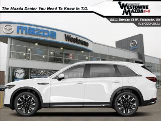 <b>Hybrid,  Navigation,  Leather Seats,  360 Camera,  Sunroof!</b>

 

 

 

  Representing Mazdas boldest and most powerful vehicle yet, this all-new 2024 CX-90 is engineering to stir emotion. 

 

Crafted as the ultimate expression of Mazdas ethos, this all-new Mazda CX-90 is designed to amplify and elevate the luxury SUV experience. This flagship three-row SUV has been carefully engineered to appeal to your senses, with carefully curated build materials that convey a message of ultimate refinement. With a harmonious blend of unrivaled form and unmatched function, this SUV stands in a class of its own.

 

 This rhodium wht metallic SUV  has an automatic transmission and is powered by a  323HP 2.5L 4 Cylinder Engine.

 

 Our CX-90 PHEVs trim level is GT. This CX-90 GT offers even more, with inbuilt navigation, a Bose Premium Audio system with noise compensation tech, wireless mobile device charging, SiriusXM, and a 360-degree surround view camera system. Other standard features include upgraded alloy wheels, heated second-row seats, a power liftgate for rear cargo access, auto-levelling LED headlights with automatic high beams, towing equipment with trailer sway control, adaptive cruise control, and smart device remote engine start. Interior features include a drivers heads up display, heated front seats with lumbar support, a heated leather-wrapped steering wheel, synthetic leather upholstery, dual-zone climate control with separate rear controls, a Mazda Harmonic Acoustics 8-speaker setup, and a 10.25-inch infotainment screen with Apple CarPlay and Android Auto, and MAZDA CONNECT. Safety on the road is assured, thanks to Advanced Blind Spot Monitoring, lane keeping assist with lane departure warning, forward collision mitigation, and smart city brake support with rear cross traffic alert. This vehicle has been upgraded with the following features: Hybrid,  Navigation,  Leather Seats,  360 Camera,  Sunroof,  Premium Audio,  Wireless Charging.  This is a demonstrator vehicle driven by a member of our staff and has just 5694 kms.



 

To apply right now for financing use this link : <a href=https://www.westowne.com/etobicoke-ontario-car-loan-application/ target=_blank>https://www.westowne.com/etobicoke-ontario-car-loan-application/</a>



 

    6.40% financing for 84 months.  Incentives expire 2024-05-31.  See dealer for details. 

 

 

LEASING:



Estimated Lease Payment: $393 bi-weekly 

Payment based on 5.45% lease financing for 48 months with $0 down payment on approved credit. Total obligation $40,900. Mileage allowance of 16,000 KM/year. Offer expires 2024-05-31.





WELCOME TO THE FAMILY!

Westowne Mazda is a family owned dealership whose owners are always available on-site to offer you assistance. As a client you will become part of the Westowne Family. 

At Westowne Mazda we are proud to call ourselves Torontos Mazda superstore, but we are even more proud of the value we place on our customers. As a family-owned and operated business, we strive to offer an exceptional level of customer service and help families, businesses and professionals find the Mazda that fits both their needs and budget. Call us today, or visit our 23,000 square foot showroom, and become a part of the Westowne family. *Price excludes licensing and applicable taxes*

 Come by and check out our fleet of 60+ used cars and trucks and 70+ new cars and trucks for sale in Etobicoke.  o~o