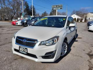 <p><span style=font-family: Segoe UI, sans-serif; font-size: 18px;>VERY CLEAN, SHARP LOOKING WHITE ON BLACK ECO FRIENDLY SUBARU IMPREZA HATCHBACK WITH GREAT MILEAGE, EQUIPPED W/ THE VERY FUEL EFFICIENT 4 CYLINDER 2.0L DOHC ENGINE, LOADED WITH ALL-WHEEL DRIVE, HEATED SEATS, AUTOMATIC HEADLIGHTS, BLUETOOTH CONNECTION, REAR-VIEW CAMERA, POWER LOCKS/WINDOWS AND MIRRORS, AIR CONDITIONING, AM/FM/XD/CD RADIO, CRUISE CONTROL, KEYLESS ENTRY, WARRANTY AND MORE! This vehicle comes certified with all-in pricing excluding HST tax and licensing. Also included is a complimentary 36 days complete coverage safety and powertrain warranty, and one year limited powertrain warranty. Please visit our website at www.bossauto.ca today!</span></p>