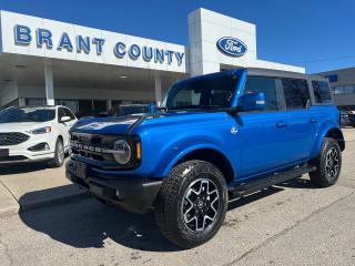 <p class=MsoNoSpacing><strong style=mso-bidi-font-weight: normal;><br />KEY FEATURES: 2024 Bronco, 4door, Outer banks , 4x4 High/Lux, Hard top, 2.7L ecoboost engine, Blue, Leather interior, 10-speed automatic transmission, 360 Cam, Adaptive Cruise, 18 inch Aluminum wheels, Connected Navigation, sync 3, reverse camera, Collision assist Ford pass, heated seats, Auto high beams, active Grille shutters, power driver seat, intelligent Access, Lane keep, Auto Stop Start, power windows power locks and more.</strong></p><p class=MsoNoSpacing><strong style=mso-bidi-font-weight: normal;><br />Please Call 519-756-6191, Email sales@brantcountyford.ca for more information and availability on this vehicle.<span style=mso-spacerun: yes;>  </span>Brant County Ford is a family owned dealership and has been a proud member of the Brantford community for over 40 years!</strong></p><p class=MsoNoSpacing><strong style=mso-bidi-font-weight: normal;> </strong></p><p class=MsoNoSpacing><strong style=mso-bidi-font-weight: normal;><br />** PURCHASE PRICE ONLY (Includes) Fords Delivery Allowance</strong></p><p class=MsoNoSpacing><br />** See dealer for details.</p><p class=MsoNoSpacing>*Please note all prices are plus HST and Licencing.</p><p class=MsoNoSpacing>* Prices in Ontario, Alberta and British Columbia include OMVIC/AMVIC fee (where applicable), accessories, other dealer installed options, administration and other retailer charges.</p><p class=MsoNoSpacing>*The sale price assumes all applicable rebates and incentives (Delivery Allowance/Non-Stackable Cash/3-Payment rebate/SUV Bonus/Winter Bonus, Safety etc</p><p class=MsoNoSpacing>All prices are in Canadian dollars (unless otherwise indicated). Retailers are free to set individual prices.</p>