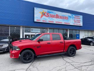 OVER $12000 IN EXTRA FACTORY OPTIONS Express 4x4 Crew Cab 57  Bx WE FINANCE ALL CREDIT! 500+ VEHICLES IN STOCK
Instant Financing Approvals CALL OR TEXT 519+702+8888! Our Team will secure the Best Interest Rate from over 30 Auto Financing Lenders that can get you APPROVED! We also have access to in-house financing and leasing to help restore your credit.

OPTIONAL EQUIPMENT

Premium cloth front bucket seats                           $475
Bucket seats                                        
Customer Preferred Package 27J                           $1,000
Ram 1500 Express Group                             
 Fog lamps                                           
Park–Sense Rear Park Assist System                 
 Sub Zero Package                                         $1,495
Front heated seats                         
Rear 60/40 split–folding bench seat            
     115–volt auxiliary power outlet                    
 Power lumbar adjust                              
   Power 10–way driver seat including 2–way lumbar   
  Security alarm                                    
  Heated steering wheel                              
 Steering wheel–mounted audio controls             
  Leather–wrapped steering wheel                      
Remote start system                                
 Electronics Convenience Group                              $350
7–inch colour in–cluster display                
    Night Edition                                            $1,395
A/C with dual–zone automatic temperature control 
Black exterior badging                           
   Gloss Black grille                                
  Black 5.7L HEMI badge                              
 Black R_A_M tailgate badge                       
   Black 4x4 badge                                     
Black dual exhaust tips                             
Google Android Auto                               
  USB mobile projection                               
8.4–inch touchscreen                               
 Apple CarPlay capable                               
SiriusXM satellite radio with 1–year subscription  
 SiriusXM Guardian–included trial                    
Integrated centre stack radio                       
Uconnect 5W with 8.4–inch display                   
20x8–inch Semi–Gloss Black aluminum wheels   

Wheel & Sound Group                                      $1,095
Second–row in–floor storage bins                    
Carpet floor covering                               
Front floor mats                                   
 Rear floor mats                                     
Remote keyless entry   

8–speed TorqueFlite automatic transmission               $1,000
5.7L HEMI VVT V8 engine with FuelSaver MDS                 $995
Electronically controlled throttle                 
 Mopar Sport performance hood                               $995
Black Mopar tubular side steps                             $700
Class IV hitch receiver                                    $495
Mopar spray–in bedliner                                    $55

Financing available for all credit types! Whether you have Great Credit, No Credit, Slow Credit, Bad Credit, Been Bankrupt, On Disability, Or on a Pension,  for your car loan Guaranteed! For Your No Hassle, Same Day Auto Financing Approvals CALL OR TEXT 519+702+8888.
$0 down options available with low monthly payments! At times a down payment may be required for financing. Apply with Confidence at https://www.5stardealer.ca/finance-application/ Looking to just sell your vehicle? WE BUY EVERYTHING EVEN IF YOU DONT BUY OURS: https://www.5stardealer.ca/instant-cash-offer/
The price of the vehicle includes a $480 administration charge. HST and Licensing costs are extra.
*Standard Equipment is the default equipment supplied for the Make and Model of this vehicle but may not represent the final vehicle with additional/altered or fewer equipment options.