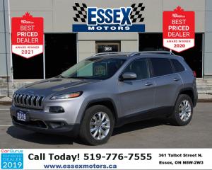 Used 2016 Jeep Cherokee Ltd*Low K's*Heated Leather*Moon Roof*Bluetooth for sale in Essex, ON