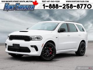LOADED WITH ALL THE TOYS!!! WOW WOW WOW!!! 2023 DODGE DURANGO SRT 392 PREMIUM ALL WHEEL DRIVE! Equipped with a 6.4L HEMI SRT Engine, Automatic Transmission, Premium Nappa Leather Seating for Six, 20in Blackout Wheels, 10.1in Touchscreen, Blind Spot Detection, Forward Collision Warning, Lane Departure, Front and Rear Parking Sensors, Sport Hood, Class IV Hitch, Fog Lights, Prox Entry, Heated Seats, Vented Seats, Heated Steering, Remote Start, Navigation, Power Sunroof, Auto Highbeams, Dual Cliamte, Wireless Charging, Bluetooth, Push Button Start, Memory Seating, Power Tailgate, Rear Camera, CarPlay/Android, Sirius Radio Ready and so much more!! Are you on the Hunt for the perfect car in Ontario? Look no further than our car dealership! Our NON-COMMISSION sales team members are dedicated to providing you with the best service in town. Whether youre looking for a sleek pickup truck or a spacious family vehicle, our team has got you covered. Visit us today and take a test drive - we promise you wont be disappointed! Call 905-876-2580 or Email us at sales@huntchrysler.com