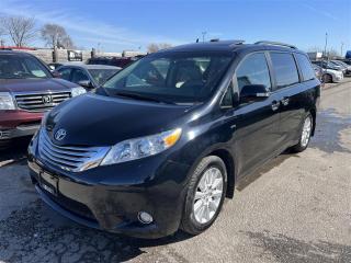 Just Arrived! Beautiful Black on Grey Leather Interior 2014 Toyota Sienna LIMITED AWD! NO ACCIDENTS! ONE OWNER! Local Ontario Vehicle. VERY CLEAN. Great Luxurious 7 Passenger Family Minivan! Has 208,777 Kms. Runs Excellent. Very Smooth. No Issues. Fully Loaded with Backup Camera, Navigation System, Dual View DVD Entertainment System, Bluetooth, Dual Moonroof, Dual Power Sliding Doors with Remote, Keyless Ignition and Entry, Power Tailgate, Parking Sensors, Blind Spot Monitor, Driver Memory Seat, Heated Seats, Power Seats, Leather and Wood Steering Wheel, Fully Reclining 2nd Row Captain Chairs with Pop-up Foot Rests, Rear Sunshades, Alloy Wheels, CD/AUX/USB/iPod, Fog Lights, JBL Audio System, and Much More!! <br/> *Safety Certified at no extra cost* <br/> *Welcome to get vehicle checked by any mechanic before purchase* <br/> All in price : $18,989 plus HST and license plates. <br/> Call : 647-303-2585 or 647-631-8755 <br/> E-mail : info@bramptonautocenter.ca <br/> Brampton Auto Center <br/> 69 Eastern Avenue, Brampton ON, L6W 1X9. Unit 206 <br/> Brampton Auto Center, welcomes you! Family owned dealership located in the GTA. We take pride in our work. Customer service is our priority. Full disclosure with honesty. We are OMVIC registered and proud member of the UCDA. You are welcomed to get the vehicle checked by any mechanic before purchase, for quality assurance. Financing available for all types of credit! Good, bad or no credit. No problem! We will get you approved. Warranty options available for any year, make or model! Contact dealer for more details. <br/>