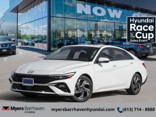 <b>Leather Seats,  Sunroof,  Premium Audio,  Wi-Fi,  Heated Steering Wheel!</b><br> <br> <br> <br>  This bold Hyundai Elantra is bringing excitement to this narrowing class of cars. <br> <br>This 2024 Elantra was made to be the sharpest compact sedan on the road. With tons of technology packed into the spacious and comfortable interior, along with bold and edgy styling inside and out, this family sedan makes the unexpected your daily driver. <br> <br> This atlas white sedan  has an automatic transmission and is powered by a  147HP 2.0L 4 Cylinder Engine.<br> This vehicles price also includes $2984 in additional equipment.<br> <br> Our Elantras trim level is Luxury IVT. This Elantra Luxury takes infotainment and luxury to new levels with tech features like the Bose Premium Audio System, Blue Link wi-fi, and even more surprises while style and comfort features like leather seats, a sunroof, and chrome trim make your cabin a sanctuary. This Elantra is also equipped with an advanced safety suite including lane keep assist, forward and rear collision assist, driver monitoring, blind spot assist, and automatic high beams. The incredible feature list continues with heated power seats for comfort while voice activated, touch screen infotainment including wireless connectivity with Android Auto, Apple CarPlay, and Bluetooth keeps you connected. Aluminum wheels and gorgeous styling make sure you stand out in a crowd while heated power side mirrors, proximity keyless entry with hands free cargo access, and a rear view camera make every day easier. This vehicle has been upgraded with the following features: Leather Seats,  Sunroof,  Premium Audio,  Wi-fi,  Heated Steering Wheel,  Lane Keep Assist,  Heated Seats. <br><br> <br/> See dealer for details. <br> <br><br> Come by and check out our fleet of 20+ used cars and trucks and 90+ new cars and trucks for sale in Ottawa.  o~o