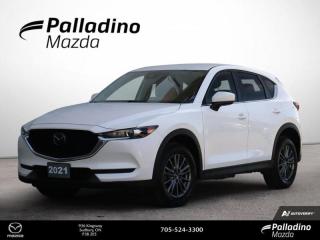 <b>Previous Daily Rental <br><br>NEW FRONT AND REAR BRAKE PADS AND ROTORS </b><br>     In a competitive compact crossover segment, this 2021 Mazda CX-5 shines with its agile handling, beautiful and comfortable interior and impressive styling. This  2021 Mazda CX-5 is for sale today in Sudbury. <br> <br>The 2021 CX-5 strengthens the connection between vehicle and driver. Mazda designers and engineers carefully consider every element of the vehicles makeup to ensure that the CX-5 outperforms expectations and elevates the experience of driving. Powerful and precise, yet comfortable and connected, the 2021 CX-5 is purposefully designed for drivers, no matter what the conditions might be. This  SUV has 75,045 kms. Its  snowflake white pearl in colour  . It has an automatic transmission and is powered by a  2.5L I4 16V GDI DOHC engine.  This unit has some remaining factory warranty for added peace of mind. <br> <br>To apply right now for financing use this link : <a href=https://www.palladinomazda.ca/finance/ target=_blank>https://www.palladinomazda.ca/finance/</a><br><br> <br/><br>Palladino Mazda in Sudbury Ontario is your ultimate resource for new Mazda vehicles and used Mazda vehicles. We not only offer our clients a large selection of top quality, affordable Mazda models, but we do so with uncompromising customer service and professionalism. We takes pride in representing one of Canadas premier automotive brands. Mazda models lead the way in terms of affordability, reliability, performance, and fuel efficiency.The advertised price is for financing purchases only. All cash purchases will be subject to an additional surcharge of $2,501.00. This advertised price also does not include taxes and licensing fees.<br> Come by and check out our fleet of 80+ used cars and trucks and 100+ new cars and trucks for sale in Sudbury.  o~o