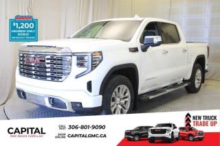This 2024 GMC Sierra 1500 in Summit White is equipped with 4WD and Gas V8 6.2L/376 engine.The Next Generation Sierra redefines what it means to drive a pickup. The redesigned for 2019 Sierra 1500 boasts all-new proportions with a larger cargo box and cabin. It also shaves weight over the 2018 model through the use of a lighter boxed steel frame and extensive use of aluminum in the hood, tailgate, and doors.To help improve the hitching and towing experience, the available ProGrade Trailering System combines intelligent technologies to offer an in-vehicle Trailering App, a companion to trailering features in the myGMC app and multiple high-definition camera views.GMC has altered the pickup landscape with groundbreaking innovation that includes features such as available Rear Camera Mirror and available Multicolour Heads-Up Display that puts key vehicle information low on the windshield. Innovative safety features such as HD Surround Vision and Lane Change Alert with Side Blind Zone alert will also help you feel confident and in control in the Next Generation Seirra.Key features of the Sierra Denali include: Taller stance and more dominant presence, GMC MultiPro Tailgate, Adaptive Rice Control, Authentic perforated Forge leather-appointed seating and open-pore ash wood trim, Available Head-Up Display and HD Rear Camera Mirror, and Available 420 hp 6.2L V8 with 10-speed automatic transmission.Check out this vehicles pictures, features, options and specs, and let us know if you have any questions. Helping find the perfect vehicle FOR YOU is our only priority.P.S...Sometimes texting is easier. Text (or call) 306-988-7738 for fast answers at your fingertips!Dealer License #914248Disclaimer: All prices are plus taxes & include all cash credits & loyalties. See dealer for Details.