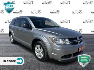 Odometer is 42978 kilometers below market average!

Billet Silver Metallic Clearcoat 2015 Dodge Journey CVP/SE Plus 4D Sport Utility 2.4L DOHC 16V 4-Speed Automatic FWD 17 x 6.5 Aluminum Wheels, 4-Wheel Disc Brakes, 6 Speakers, ABS brakes, Air Conditioning, Alloy wheels, AM/FM radio, Anti-whiplash front head restraints, Audio Input Jack, Auto-Dim Rearview Mirror & Microphone, Brake assist, Bumpers: body-colour, CD player, Delay-off headlights, Driver door bin, Driver vanity mirror, Dual front impact airbags, Dual front side impact airbags, Electronic Stability Control, Four wheel independent suspension, Front anti-roll bar, Front dual zone A/C, Front reading lights, Hands-Free Communication w/Bluetooth, Heated door mirrors, Illuminated entry, Knee airbag, Low tire pressure warning, Normal Duty Suspension, Occupant sensing airbag, Overhead airbag, Panic alarm, Power door mirrors, Power Heated Exterior Mirrors, Power steering, Power windows, Quick Order Package 22F, Radio data system, Radio: Uconnect 4.3 AM/FM/CD/MP3, Rear anti-roll bar, Rear window defroster, Rear window wiper, Remote keyless entry, Remote USB Port, Speed control, Speed-sensing steering, Speed-Sensitive Wipers, Steering wheel mounted audio controls, Traction control, Variably intermittent wipers.


Reviews:
  * Owners tend to appreciate the Journeys stand-out styling, overall flexibility, easy to drive character, comfort and versatility first and foremost. With the Pentastar V6 on board, fans of performance report satisfaction with almost excessive levels of power output. A high-lift tailgate and handy storage provisions throughout the interior are highly rated, and the infotainment system on newer models is said to be one of the best in the business. Source: autoTRADER.ca<p> </p>

<h4>VALUE+ CERTIFIED PRE-OWNED VEHICLE</h4>

<p>36-point Provincial Safety Inspection<br />
172-point inspection combined mechanical, aesthetic, functional inspection including a vehicle report card<br />
Warranty: 30 Days or 1500 KMS on mechanical safety-related items and extended plans are available<br />
Complimentary CARFAX Vehicle History Report<br />
2X Provincial safety standard for tire tread depth<br />
2X Provincial safety standard for brake pad thickness<br />
7 Day Money Back Guarantee*<br />
Market Value Report provided<br />
Complimentary 3 months SIRIUS XM satellite radio subscription on equipped vehicles<br />
Complimentary wash and vacuum<br />
Vehicle scanned for open recall notifications from manufacturer</p>

<p>SPECIAL NOTE: This vehicle is reserved for AutoIQs retail customers only. Please, No dealer calls. Errors & omissions excepted.</p>

<p>*As-traded, specialty or high-performance vehicles are excluded from the 7-Day Money Back Guarantee Program (including, but not limited to Ford Shelby, Ford mustang GT, Ford Raptor, Chevrolet Corvette, Camaro 2SS, Camaro ZL1, V-Series Cadillac, Dodge/Jeep SRT, Hyundai N Line, all electric models)</p>

<p>INSGMT</p>