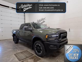 <b>Tow Package,  Navigation,  SiriusXM,  Apple CarPlay,  Android Auto!</b><br> <br> <br> <br>  This ultra capable Heavy Duty Ram 2500 is a muscular workhorse ready for any job you put in front of it. <br> <br>Endlessly capable, this 2024 Ram 2500HD pulls out all the stops, and has the towing capacity that sets it apart from the competition. On top of its proven Ram toughness, this Ram 2500HD has an ultra-quiet cabin full of amazing tech features that help make your workday more enjoyable. Whether youre in the commercial sector or looking for serious recreational towing rig, this impressive 2500HD is ready for anything that you are.<br> <br> This green sought after diesel Crew Cab 4X4 pickup   has a 6 speed automatic transmission and is powered by a Cummins 370HP 6.7L Straight 6 Cylinder Engine.<br> <br> Our 2500s trim level is Power Wagon. Upgrading to this ultra capable Ram 2500 Power Wagon is a great choice as it comes well equipped with an exclusive Power Wagon front grille, durable powder-coated bumpers, wider fender flares, unique aluminum wheels, special embossed seats and a power driver seat. It also has electronic locking differentials for unmatched off-road capability, skid plates, power heated trailer mirrors, a great sound system with a larger 8.4 inch touchscreen, Apple CarPlay, Android Auto and wireless streaming audio, LED headlamps and fog lights, push button start with proximity sensors, cargo box lights, a class V hitch receiver, a rear view camera and a heavy duty off-road suspension that is designed to handle whatever you put in front of it! This vehicle has been upgraded with the following features: Tow Package,  Navigation,  Siriusxm,  Apple Carplay,  Android Auto,  Heated Seats,  4g Wi-fi. <br><br> View the original window sticker for this vehicle with this url <b><a href=http://www.chrysler.com/hostd/windowsticker/getWindowStickerPdf.do?vin=3C6UR5EL0RG263516 target=_blank>http://www.chrysler.com/hostd/windowsticker/getWindowStickerPdf.do?vin=3C6UR5EL0RG263516</a></b>.<br> <br>To apply right now for financing use this link : <a href=https://www.indianheadchrysler.com/finance/ target=_blank>https://www.indianheadchrysler.com/finance/</a><br><br> <br/> Weve discounted this vehicle $11540. See dealer for details. <br> <br>At Indian Head Chrysler Dodge Jeep Ram Ltd., we treat our customers like family. That is why we have some of the highest reviews in Saskatchewan for a car dealership!  Every used vehicle we sell comes with a limited lifetime warranty on covered components, as long as you keep up to date on all of your recommended maintenance. We even offer exclusive financing rates right at our dealership so you dont have to deal with the banks.
You can find us at 501 Johnston Ave in Indian Head, Saskatchewan-- visible from the TransCanada Highway and only 35 minutes east of Regina. Distance doesnt have to be an issue, ask us about our delivery options!

Call: 306.695.2254<br> Come by and check out our fleet of 40+ used cars and trucks and 80+ new cars and trucks for sale in Indian Head.  o~o
