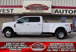 **Cash Price: $52,800. Finance Price: $51,800. (SAVE $1,000 OFF THE LISTED CASH PRICE WITH DEALER ARRANGED FINANCING! O.A.C.) Plus PST/GST. NO ADMINISTRATION FEES!! 

MUST SEE - 2018 Ford F-350 CREW DUALLY FX4 PREMIUM PACKAGE OFF RD 4X4 6.7L POWERSTROKE DIESEL 4X4, 8FT BOX, VERY WELL SERVICED AND FLAWLESS, STILL LIKE NEW!!

IMPOSSIBLE TO FIND, LET ALONE AS CLEAN AS THIS POWERSTROKE F350 DUALLY LONG BOX TRUCK IN EXCEPTIONALLY CLEAN CONDITION!! READY TO GO, VERY WELL SERVICED AND LOOKED AFTER  RURAL SASKATCHEWAN HWY DRIVEN TRUCK! EXCEPTIONALLY CLEAN, THIS IS A WORK OR PLAY READY NEW GENERATION 2018 FORD F-350 XLT DUALLY WITH PREMIUM PACKAGE FX4 8FT BOX CREW CAB 6.7L POWERSTROKE DIESEL 4X4. ITS TRULY FLAWLESS, WELL MAINTAINED, HAS AND ALL THE RIGHT OPTIONS FOR THE RIGHT PRICE!! 

- 6.7L POWERSTROKE DIESEL (440hp / 925 lb-ft tq) 
- 6 Speed automatic transmission 
- Auto 4x4 with 2 stage transfer case
- 3.55 Limited Slip Axle 
- Dual Rear Wheels Heavy GVW
- 8-way power drivers seat
- Heated 6 passenger Sport Buckets with  large folding center console 
- Premium Large Screen Multimedia audio system with AUX, USB, CD, and Satellite 
- Apple Carplay and Android along with WIFI
- Sync Bluetooth phone and media connectivity 
- Ford Remote Starter
- Remote and door Key-Pad Entry 
- Power pedals 
- Backup camera
- Full HD factory tow package
- Factory Brake controller
- Engine Exhaust brake
- Power Folding & extending tow mirrors 
- Blind spot with Cross traffic monitoring
- Fog lights and Tow Hooks
- Cargo Management Hooks
- Chrome Appearance package 
- FX4 Off Road suspension and appearance package 
- HD Chrome running boards 
- HD  Mudflaps all around
- Amber Strobe lights on side Mirrors
- Cab Clearance lamps
- Full Auxiliary overhead switch cluster 
- Optional New box liner available (at extra cost as shown installed in truck) 
- Meaty Goodyear Wrangler Duratrac Tires on Factory  Alcoa Aluminum Sport  Rims
- Read below for more info... 

MUST SEE,  FLAWLESS & VERY WELL CARED FOR 2018 NEW GENERATION F350 DUALLY SUPER DUTY THATS THE RIGHT TRUCK WITH THE RIGHT OPTIONS! READY TO WORK FOR YOUR CREW OR FAMILY. THESE SUPER DUTYS ARE EXTRA TOUGH, AND THIS ONE IS EXTRA CLEAN & EXTRA SHARP AND READY TO GO WITH AN AMAZING SERVICE HISTORY! - This Ford F-350 Heavy Duty DUALLY, SUPER CREW FX4 EDITION is truly flawless! VERY CLEAN TRUCK INSIDE AND OUT (Not a beat-up work truck at all!!). You will not be disappointed! It is loaded with all the right options including the STRONG Work and Tow ready 6.7L POWERSTROKE TURBO DIESEL engine producing 440 HP and BIG 925 lbs of pulling torque and an upgraded six speed automatic transmission. Ford fully replaced the chassis in the new Super Duty for the first time since the truck was introduced in 1999. This truck comes complete with Premium package,  engine exhaust brake, auto 2 stage 4x4, locking rear differential with a pull of a button, hill decent control, 6 -passenger, 8-way power and heated bucket seats with a large folding center console, Premium large screen Ford SYNC infotainment with Bluetooth for phone and media connectivity, air, tilt, cruise, PW, PL, with CD, AUX, USB and satellite input, backup camera,  full factory High Capacity tow package with brake controller, Power extendable & folding heated tow mirrors, remote entry, Ford Command start, tow hooks, running boards, fog lamps, Tow Hooks, FX4 Off Road suspension and appearance package, HD mudflaps, upgraded OEM Aluminum alloy wheels and so much more. Extremely well cared for Rural Saskatchewan/Western Canadian highway driven truck with an amazing service and an accident-free history! Ready for all your work or pleasure hauling or towing needs!! 

Comes with a fresh Manitoba Safety Certification, an accident-free Western Canadian CARFAX history  and we have many comprehensive and unlimited KM warranty options available to choose from. Huge savings over New price. ON SALE NOW (HUGE VALUE!!!) Zero down financing available OAC. Please see dealer for details. Trades accepted. View at Winnipeg West Automotive Group, 5195 Portage Ave. Dealer permit # 4365, Call now 1 (888) 601-3023