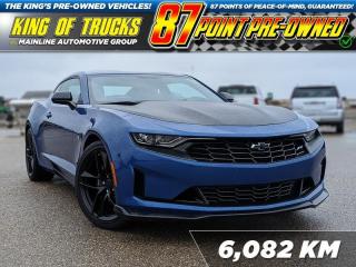 This 2018 Chevy Camaro is more than just a muscle car. Its a true sports car thanks to its sharp, agile handling. This 2019 Chevrolet Camaro is for sale today in Rosetown. This low mileage coupe has just 6,082 kms. Its riverside blue metallic in colour . It has a 6 speed manual transmission and is powered by a 335HP 3.6L V6 Cylinder Engine. It may have some remaining factory warranty, please check with dealer for details. This vehicle has been upgraded with the following features: Dual-zone Climate Control, Apple Carplay, Android Auto. <br> <br/><br>Contact our Sales Department today by: <br><br>Phone: 1 (306) 882-2691 <br><br>Text: 1-306-800-5376 <br><br>- Want to trade your vehicle? Make the drive and well have it professionally appraised, for FREE! <br><br>- Financing available! Onsite credit specialists on hand to serve you! <br><br>- Apply online for financing! <br><br>- Professional, courteous and friendly staff are ready to help you get into your dream ride! <br><br>- Call today to book your test drive! <br><br>- HUGE selection of new GMC, Buick and Chevy Vehicles! <br><br>- Fully equipped service shop with GM certified technicians <br><br>- Full Service Quick Lube Bay! Drive up. Drive in. Drive out! <br><br>- Best Oil Change in Saskatchewan! <br><br>- Oil changes for all makes and models including GMC, Buick, Chevrolet, Ford, Dodge, Ram, Kia, Toyota, Hyundai, Honda, Chrysler, Jeep, Audi, BMW, and more! <br><br>- Rosetowns ONLY Quick Lube Oil Change! <br><br>- 24/7 Touchless car wash <br><br>- Fully stocked parts department featuring a large line of in-stock winter tires! <br> <br><br><br>Rosetown Mainline Motor Products, also known as Mainline Motors is Saskatchewans #1 Selling Rural GMC, Buick, and Chevrolet dealer, featuring Chevy Silverado, GMC Sierra, Buick Enclave, Chevy Traverse, Chevy Equinox, Chevy Cruze, GMC Acadia, GMC Terrain, and pre-owned Chevy, GMC, Buick, Ford, Dodge, Ram, and more, proudly serving Saskatchewan. As part of the Mainline Motors Group of Dealerships in Western Canada, we are also committed to servicing customers anywhere in Western Canada! Weve got a huge selection of cars, trucks, and crossover SUVs, so if youre looking for your next new GMC, Buick, Chev or any brand on a used vehicle, dont hesitate to contact us online, give us a call at 1 (306) 882-2691 or swing by our dealership at 506 Hyw 7 W in Rosetown, Saskatchewan. We look forward to getting you rolling in your next new or used vehicle! <br> <br><br><br>* Vehicles may not be exactly as shown. Contact dealer for specific model photos. Pricing and availability subject to change. All pricing is cash price including fees. Taxes to be paid by the purchaser. While great effort is made to ensure the accuracy of the information on this site, errors do occur so please verify information with a customer service rep. This is easily done by calling us at 1 (306) 882-2691 or by visiting us at the dealership. <br><br> Come by and check out our fleet of 60+ used cars and trucks and 140+ new cars and trucks for sale in Rosetown. o~o