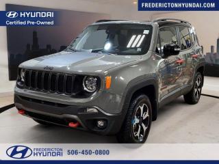 *WANT TO BE PART OF JEEP NATION? DO NOT LET THIS DEAL PASS YOU BY!!!!!!*This Used 2022 Jeep Renegade Trailhawk Elite is a versatile and capable vehicle that is sure to impress. With only 10,612 kilometers on the odometer, this vehicle is practically brand new and ready for its next adventure. The gasoline engine, Intercooled Turbo Premium Unleaded I-4 1.3 L/81, provides plenty of power while still maintaining good fuel efficiency with city KM/L of 11 and highway KM/L of 9. The 4X4 9-Speed Automatic w/OD transmission ensures smooth and reliable performance in any driving conditions. This Jeep Renegade Trailhawk Elite also comes equipped with a range of convenient features such as remote keyless entry with integrated key transmitter, blind spot detection, parkview back-up camera, dual zone front automatic air conditioning, SiriusXM traffic plus real-time traffic display, and Bluetooth wireless phone connectivity. With fob controls including remote start and proximity key for doors and push button start, this vehicle offers both comfort and convenience for its driver and passengers. Dont miss out on the opportunity to own this impressive Jeep Renegade Trailhawk Elite!*BOOK YOUR TEST DRIVE TODAY AT WWW.FREDERICTONHYUNDAI.COM*