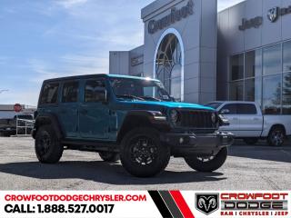 <b>Wi-Fi Hotspot,  Tow Equipment,  Fog Lamps,  Cruise Control,  Rear Camera!</b><br> <br> <br> <br><b>**Includes Jeep Wave Program - 3 Years Of Free Oil Changes - 3 Years Of Free Tire Rotations - Up To 8 Years Rental & Trip Interruption Coverage</b> <br><br>  This ultra capable Jeep Wrangler was built to be tough and reliable, with next level comfort and convenience. <br> <br>No matter where your next adventure takes you, this Jeep Wrangler is ready for the challenge. With advanced traction and handling capability, sophisticated safety features and ample ground clearance, the Wrangler is designed to climb up and crawl over the toughest terrain. Inside the cabin of this Wrangler offers supportive seats and comes loaded with the technology you expect while staying loyal to the style and design youve come to know and love.<br> <br> This white SUV  has a 8 speed automatic transmission and is powered by a  285HP 3.6L V6 Cylinder Engine.<br> <br> Our Wranglers trim level is Sport. This off-road icon in the Sport trim comes standard with tow equipment that includes trailer sway control, front and rear tow hooks, front fog lamps, and a manual convertible top with fixed rollover protection. Occupants are treated front and rear illuminated cupholders, air conditioning, an 8-speaker audio system, and a 12.3-inch infotainment screen powered by Uconnect 5W, with smartphone integration and mobile hotspot internet access. Additional features include cruise control, a rearview camera, and even more. This vehicle has been upgraded with the following features: Wi-fi Hotspot,  Tow Equipment,  Fog Lamps,  Cruise Control,  Rear Camera. <br><br> <br/><br><h3><a href=https://www.crowfootdodgechrysler.com/tools/autoverify/finance.htm>Click here for instant pre-approval!</a></h3><br>

We pride ourselves in consistently exceeding our customers expectations. Please dont hesitate to give us a call.<br> Come by and check out our fleet of 80+ used cars and trucks and 130+ new cars and trucks for sale in Calgary.  o~o